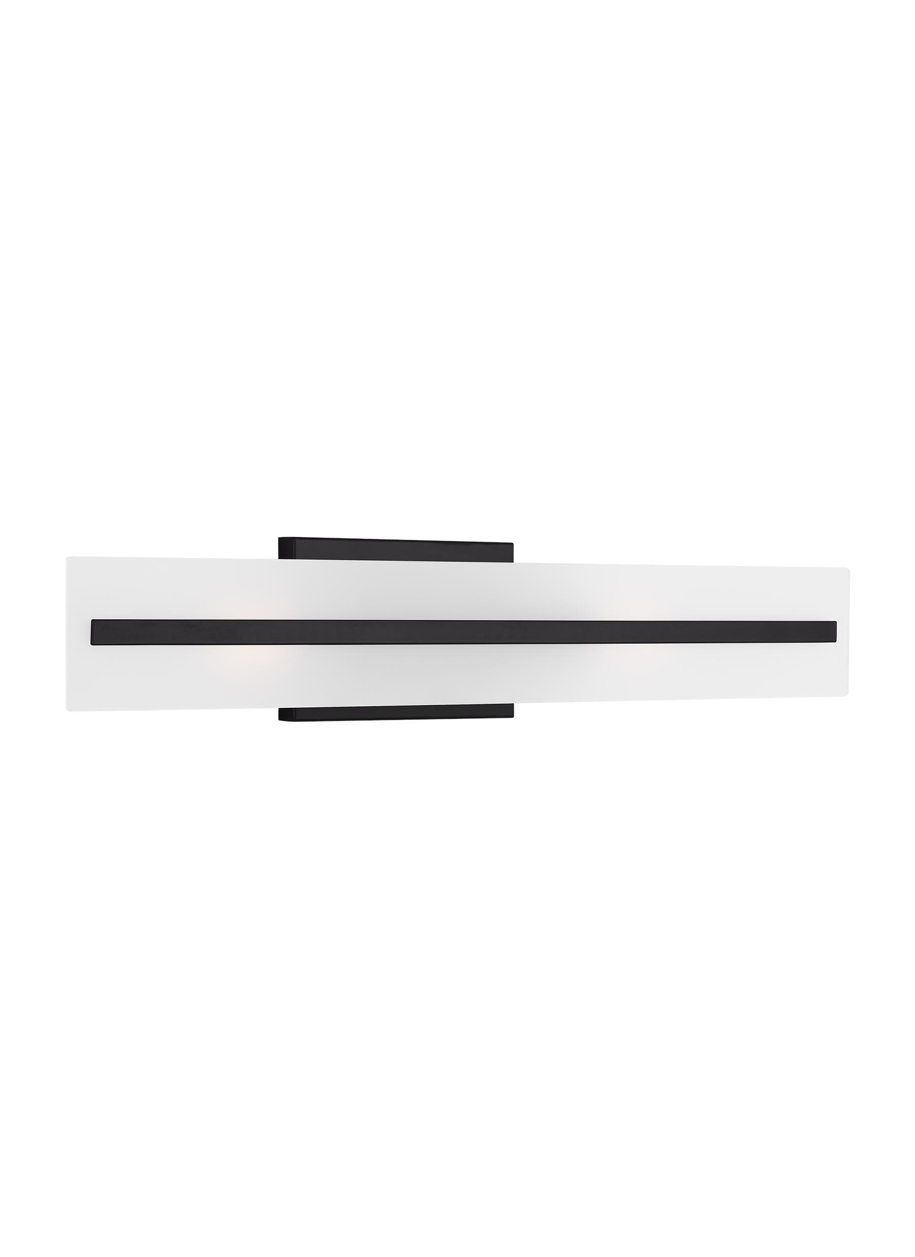 Midnight Black Steel 24" Bath Vanity Light with Satin Etched Glass Shades