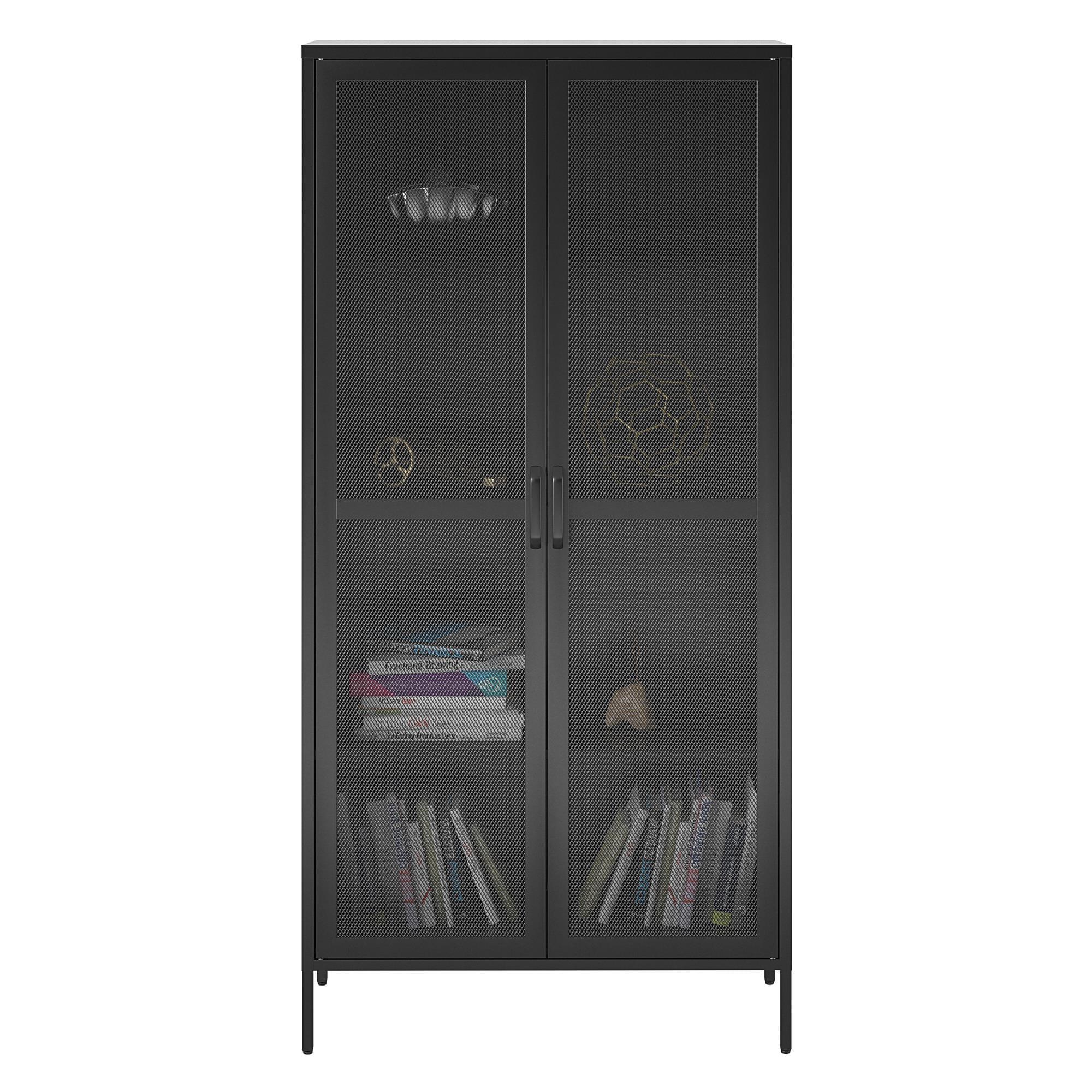 Black Tall Metal Freestanding Storage Cabinet with Adjustable Shelving