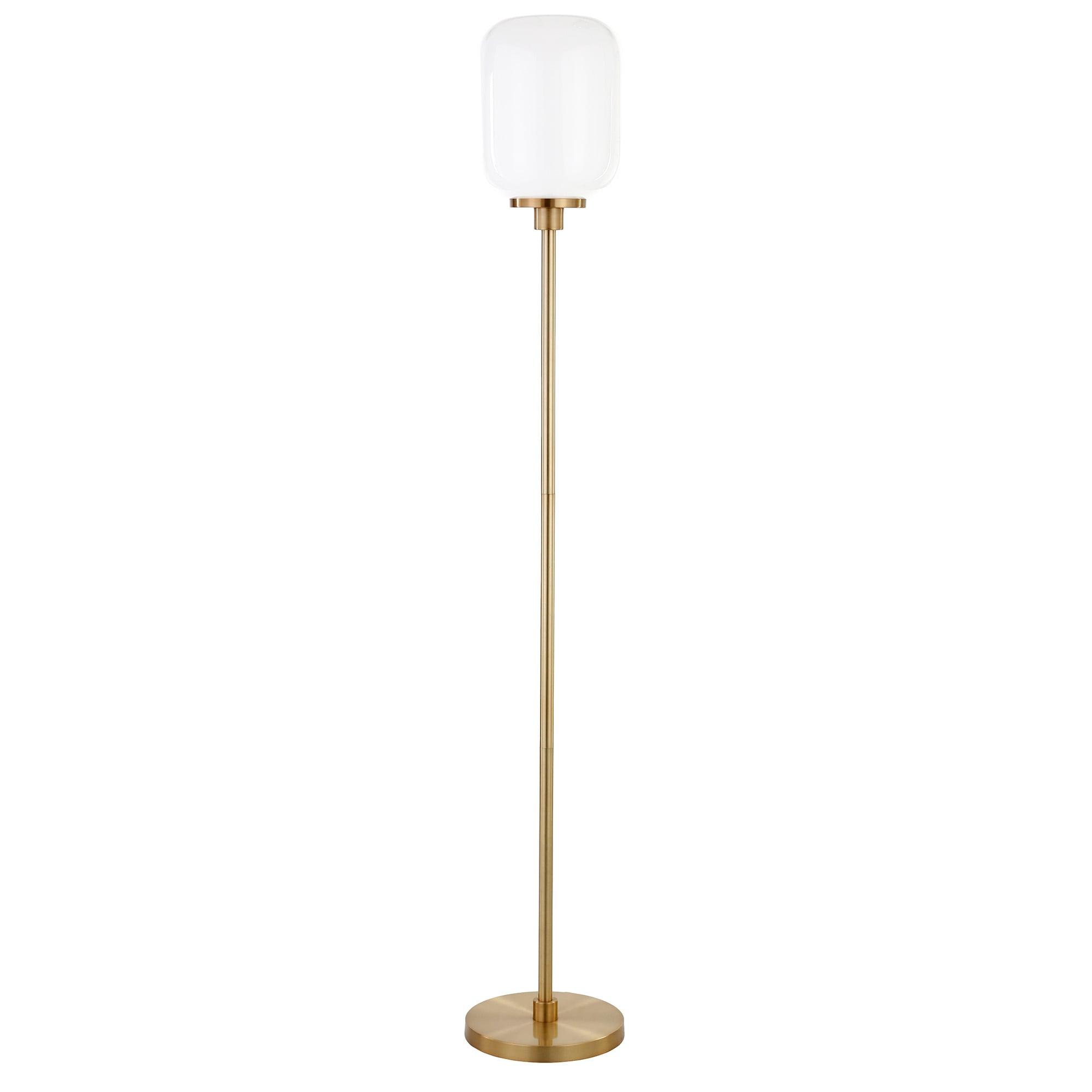 Evelyn&Zoe Agnolo Modern Farmhouse Metal Torchiere Floor Lamp, Brass