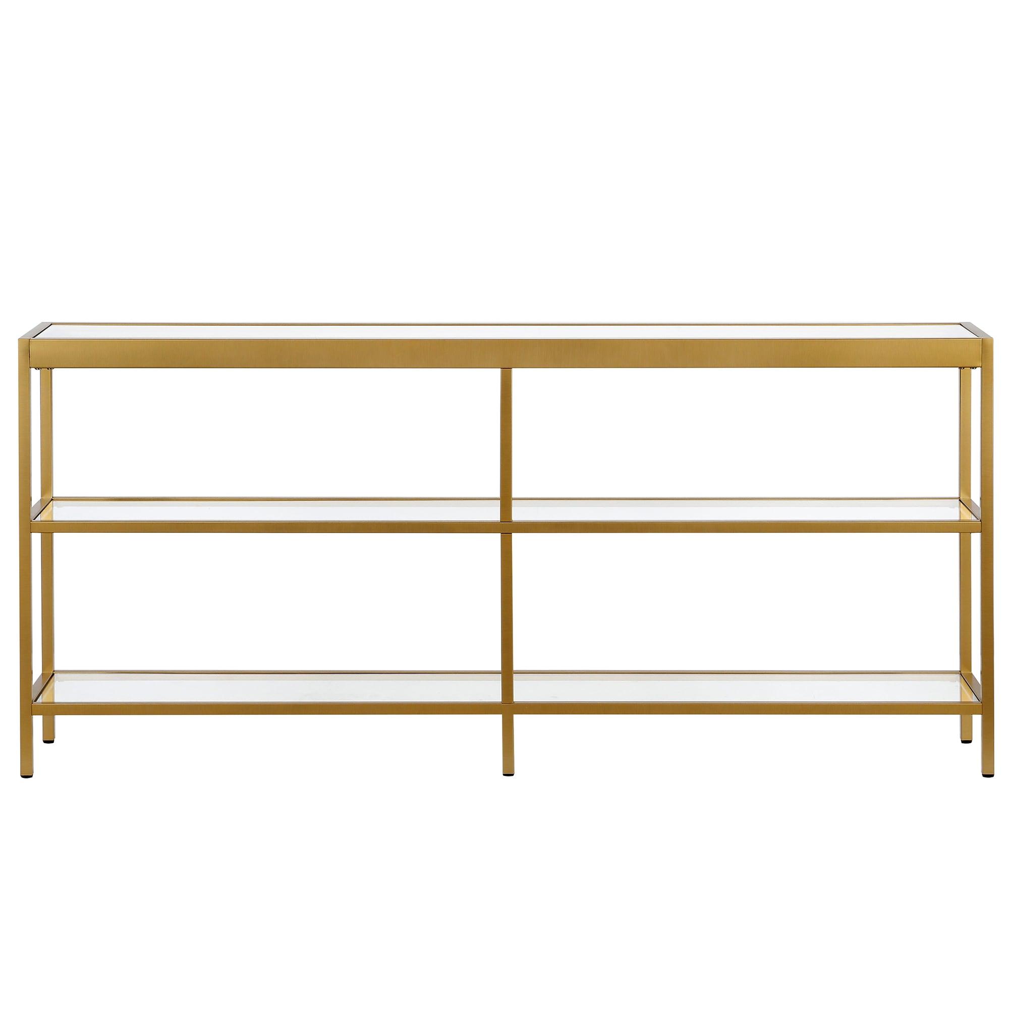 Evelyn&Zoe Alexis 64" Wide Rectangular Console Table, Brass