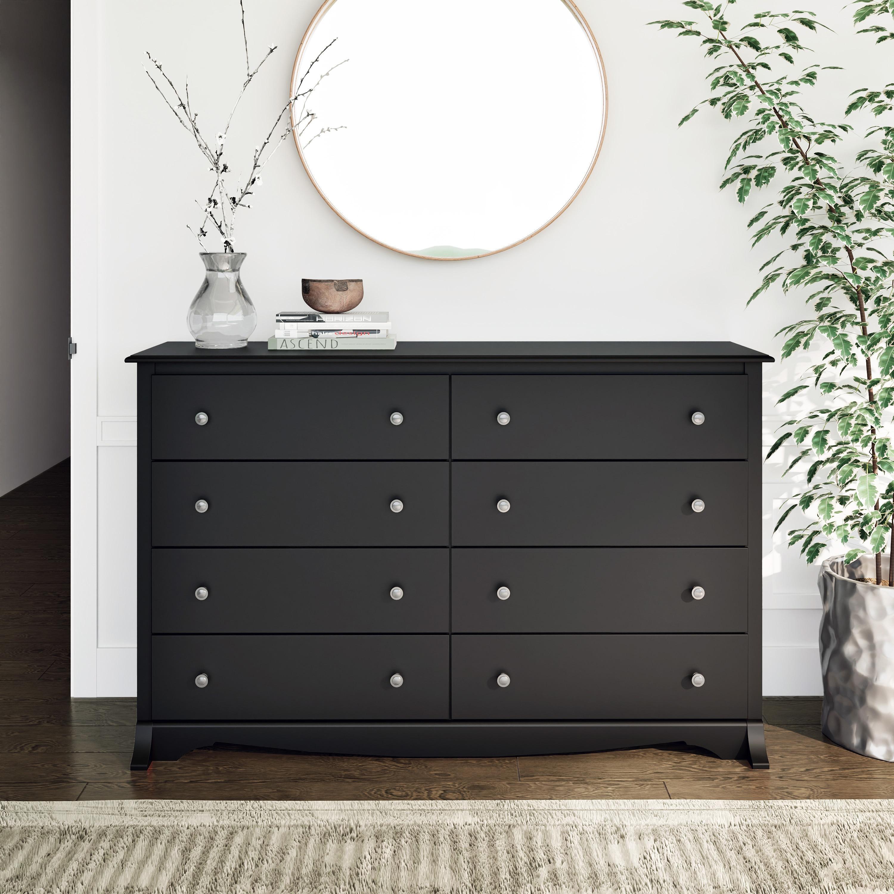 Sonoma 8 Drawer Dresser Black - Prepac: Laminated Transitional Style, Metal Hardware, Includes Anti-Tip