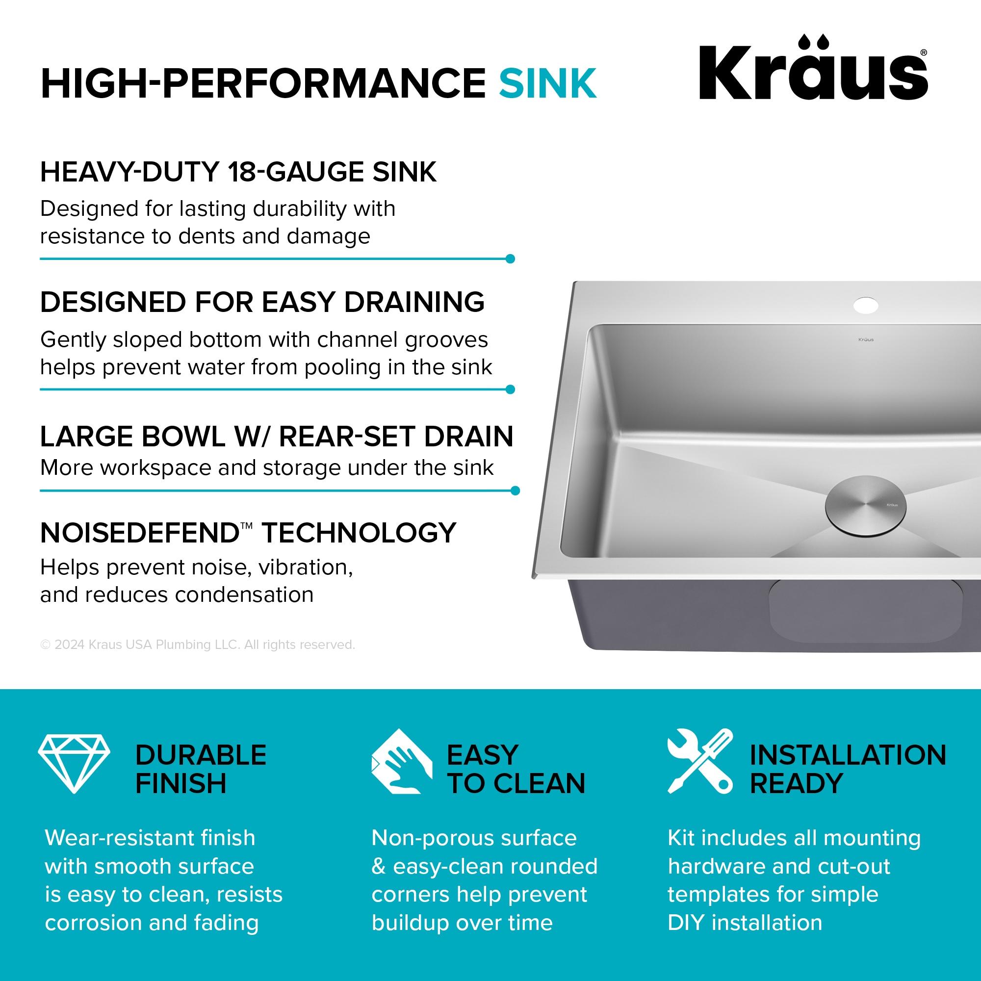 KRAUS Kore™ Workstation 32-inch L Drop-In Single Bowl Stainless Steel Kitchen Sink with Accessories (Pack of 5)