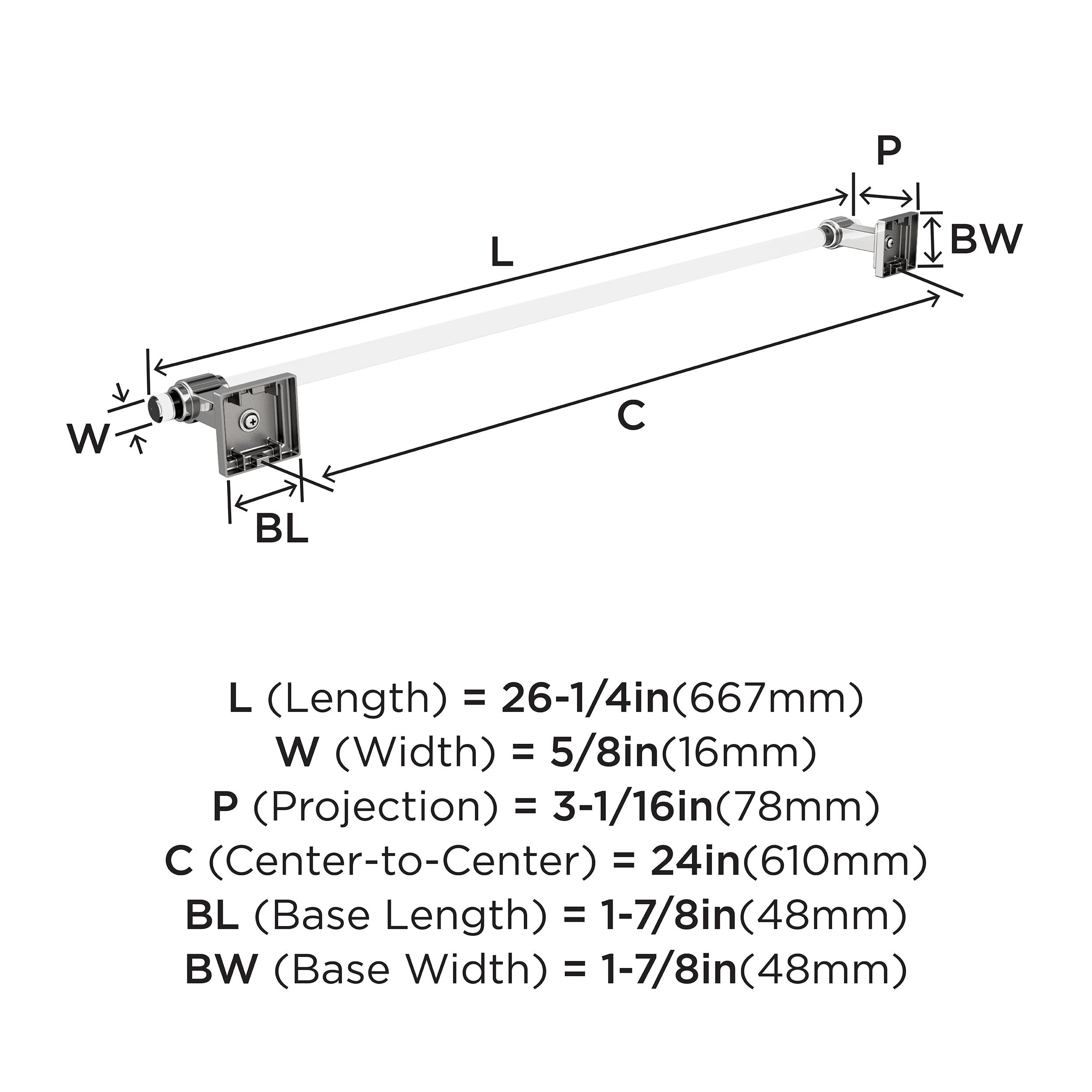 Amerock Glacio Clear/Chrome 24 inch (610mm) Towel Bar