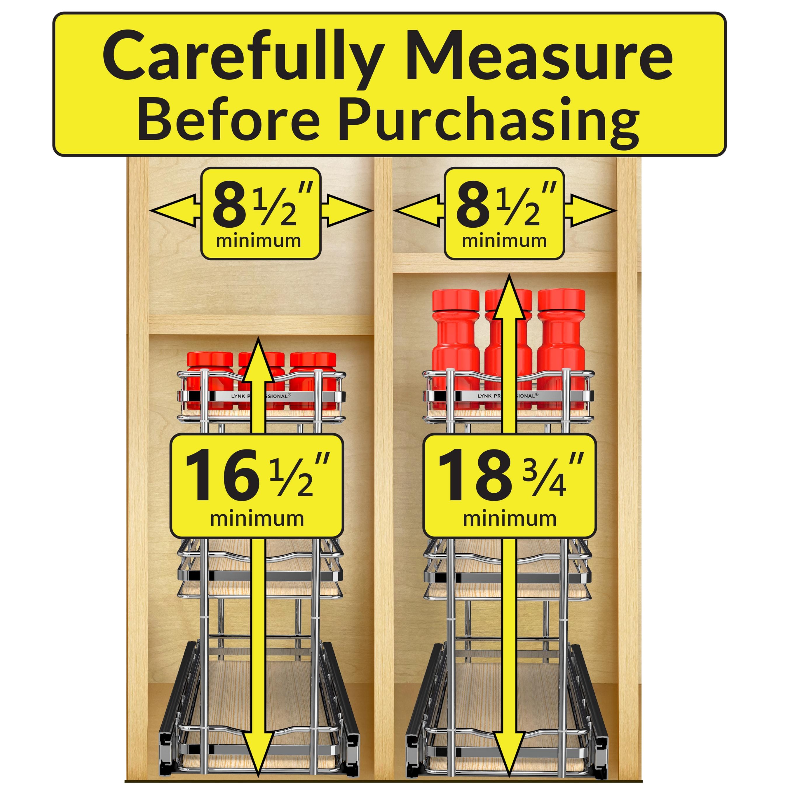 LYNK PROFESSIONAL® Elite Pull Out Narrow Sliding Spice Bottle Organizer (3 Tier) 6”x21”, Wood