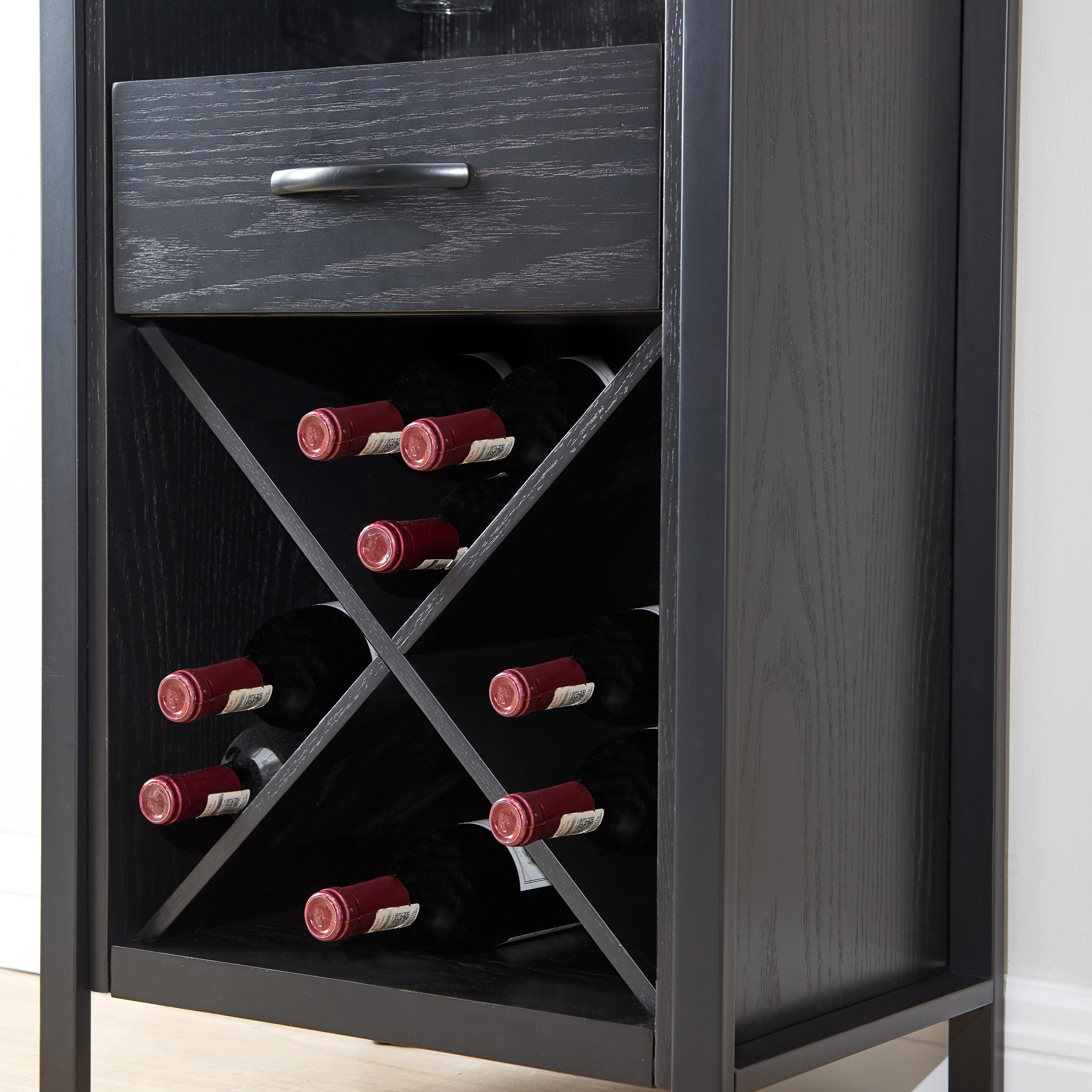 Leick Home Leah Mini Bar Cabinet for Stemware and Bottle Storage, Black