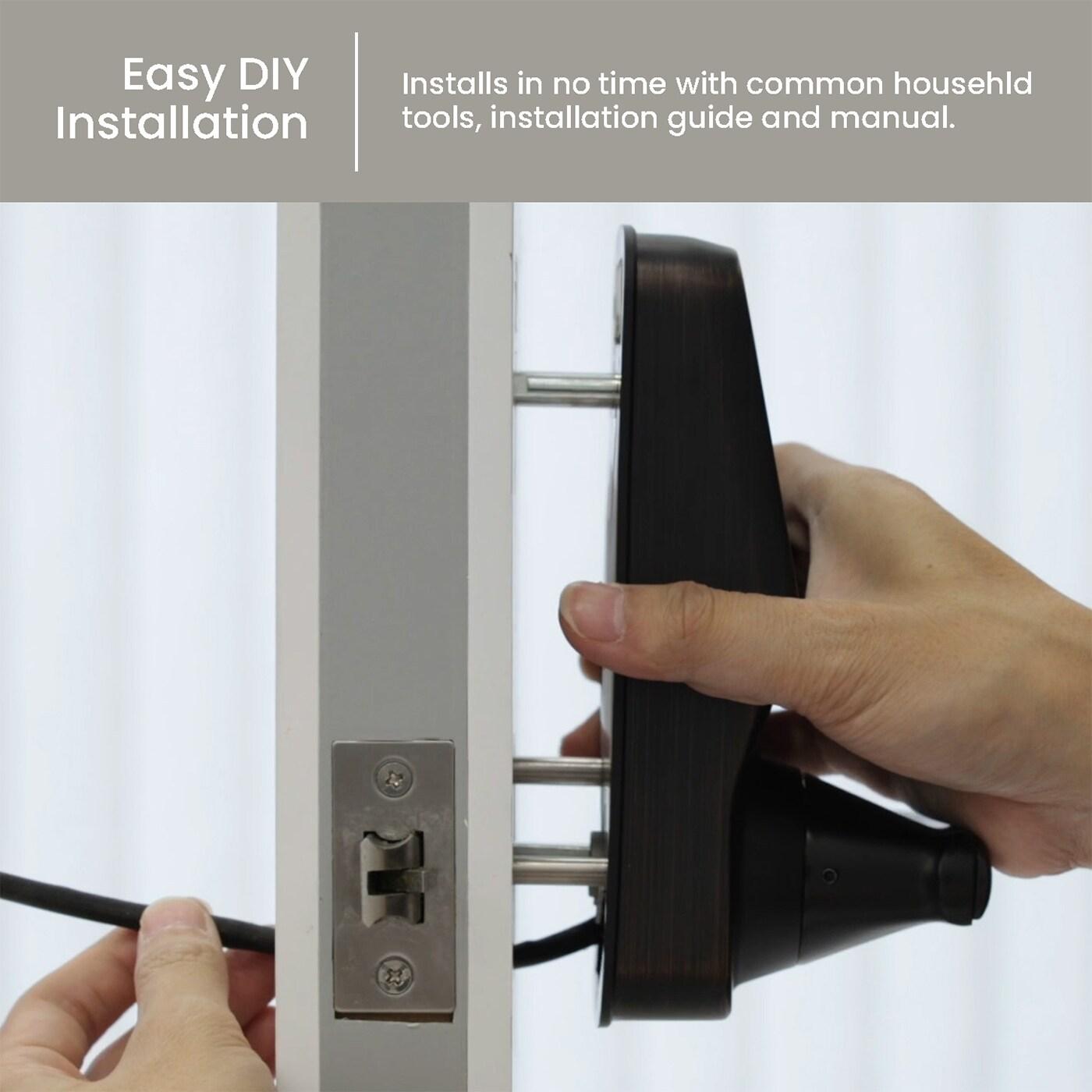 Lockly Secure Plus Bluetooth Smart Door Lock, Keyless Entry with PIN Genie® Digital Keypad, 3D Biometric Fingerprint Sensor Front Door Lock with Handle, Voice Control & Auto Lock - Latch Edition