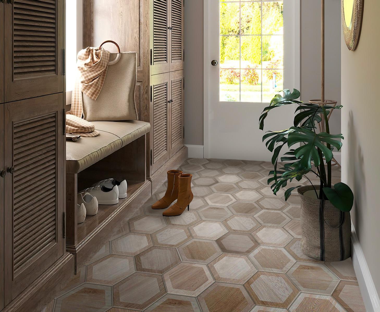 Apollo Tile  20 pack 9.5-in W x 9.5-in L Hexagonal Matte Porcelain Wall and Floor Tile (12.535 Sq ft/case)