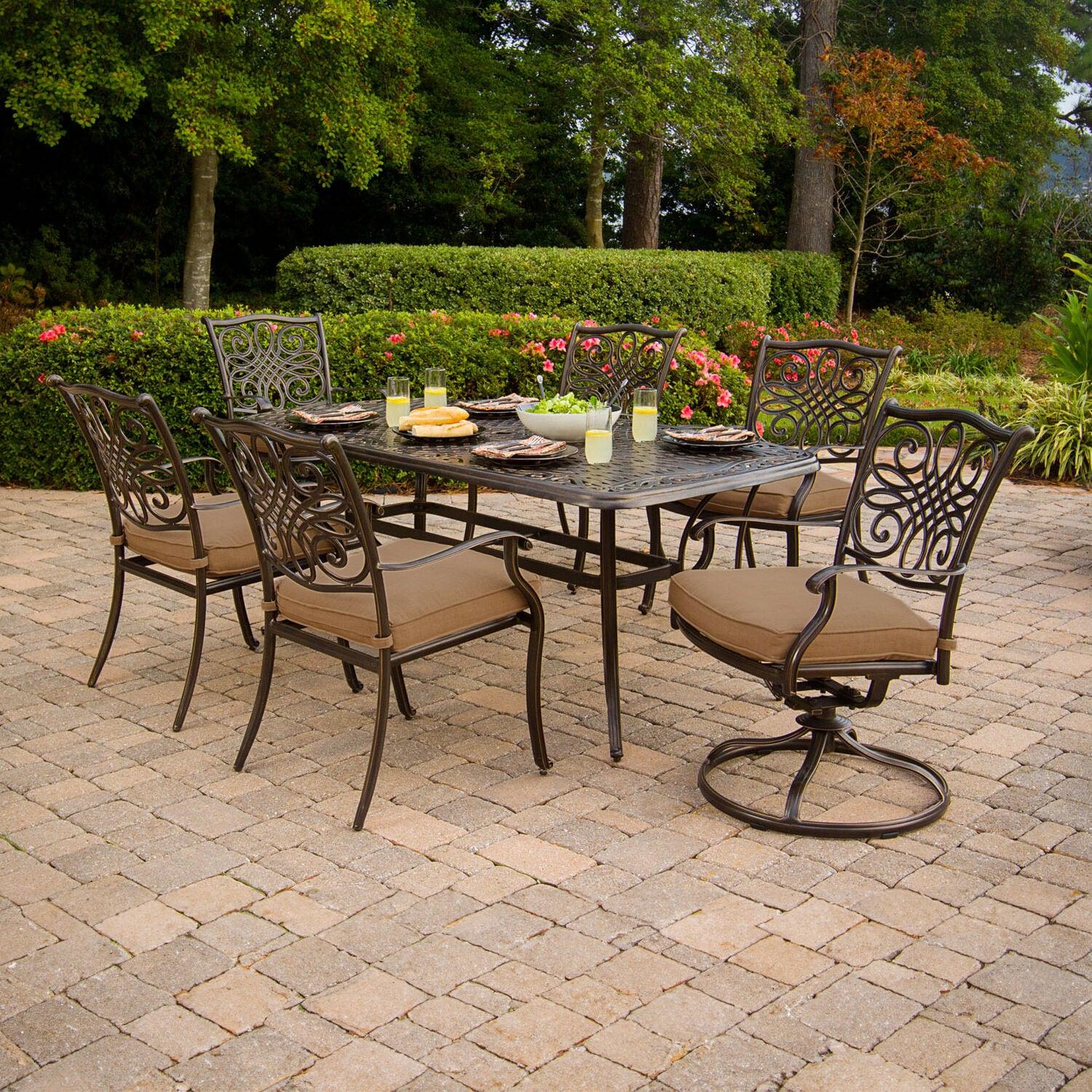 Hanover Traditions Cast Aluminum 7-Piece Outdoor Dining Set, TRADITIONS7PCSW