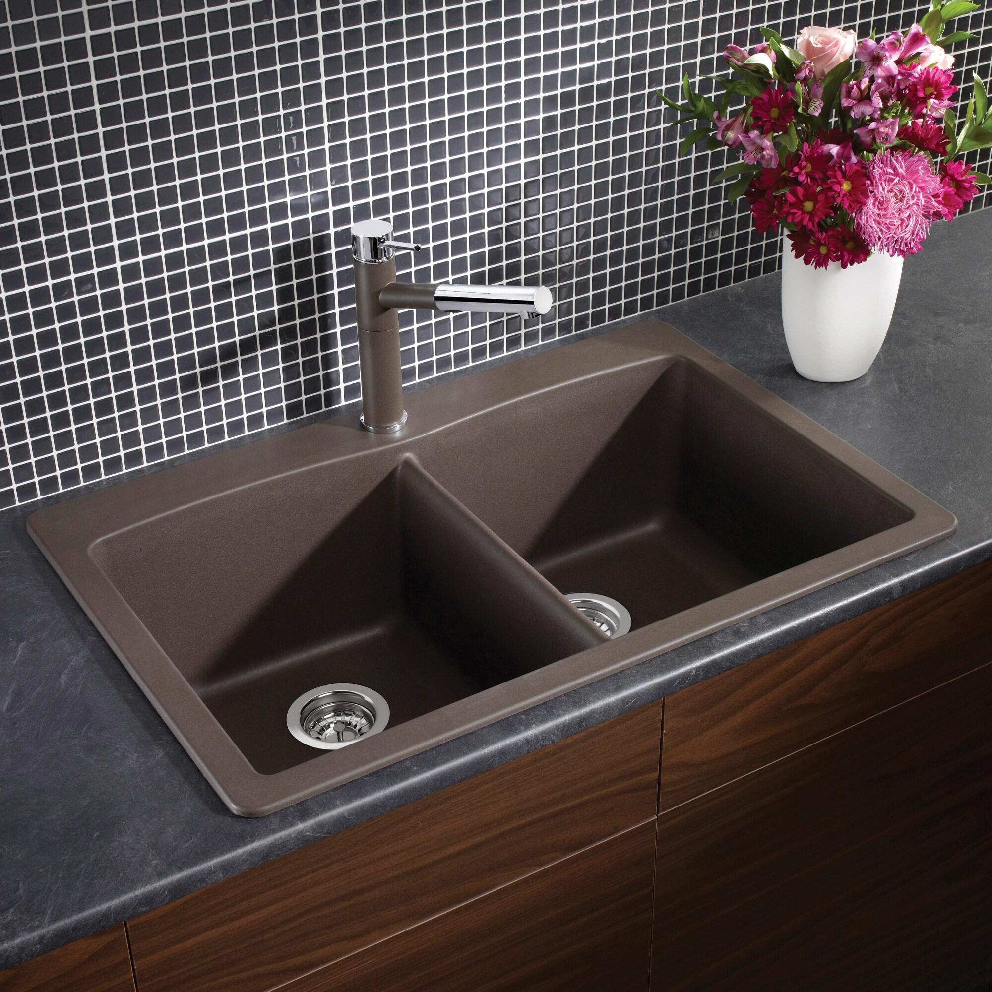 Diamond SILGRANIT 33" L x 22" W Double Bowl Drop-In/Undermount Kitchen Sink