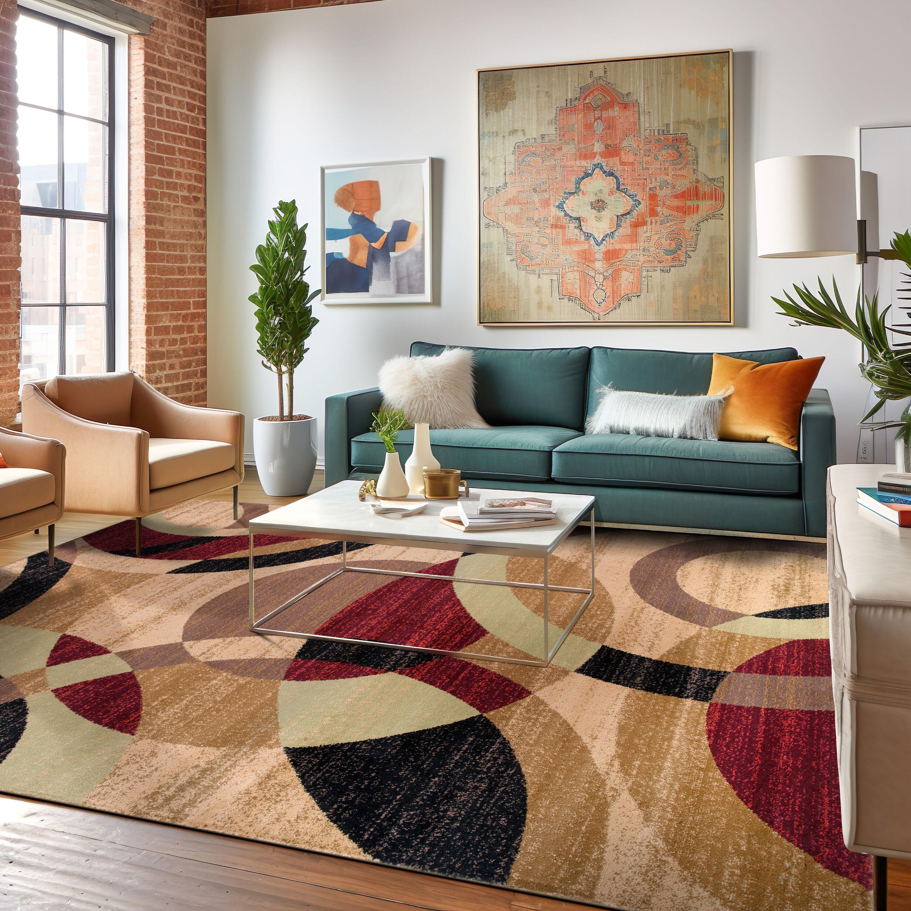 World Rug Gallery Geometric Circles Multi 7'10" x 10'2" Indoor Area Rug