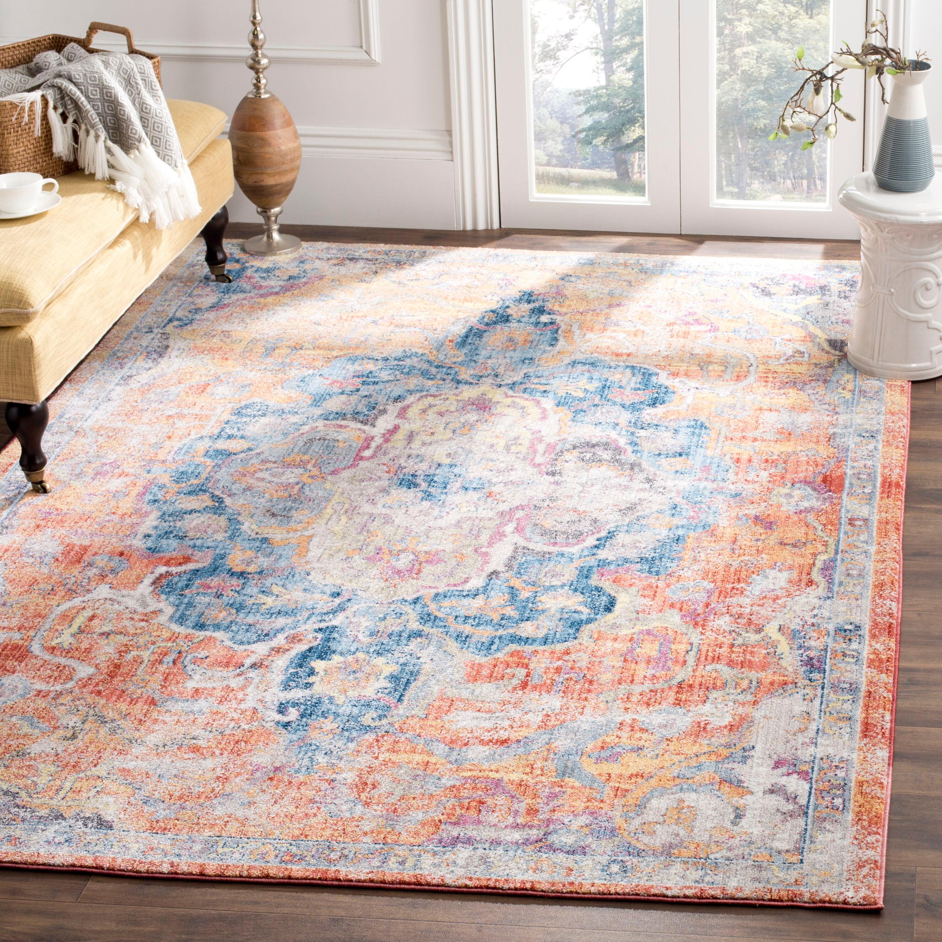 Bristol BTL350 Power Loomed Area Rug Blue / Orange 4' X 6' - Safavieh.