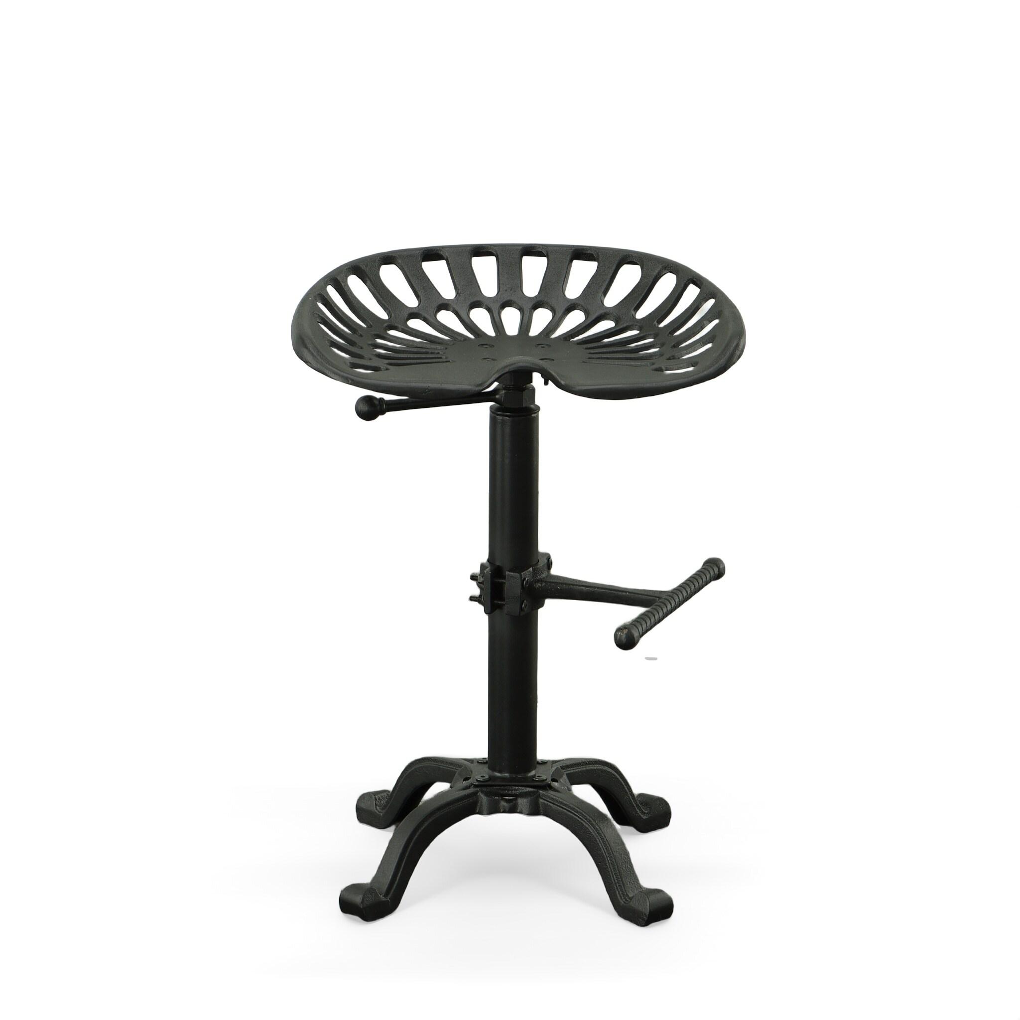 Carolina Living Adjustable Tractor Seat Counter Height Barstool Black: Vintage Style, Iron Base, 22-33" Height