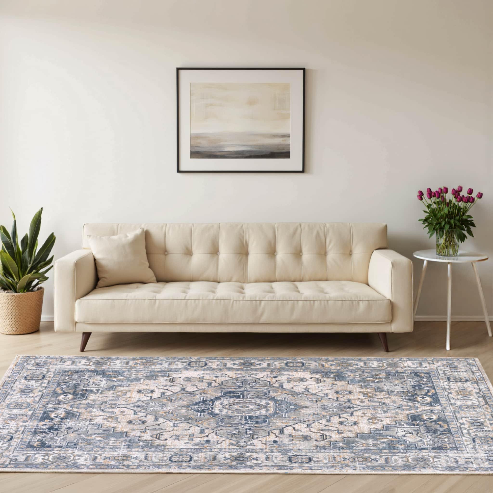 Modern Gray Rectangular Synthetic Rug 7'10" x 10'