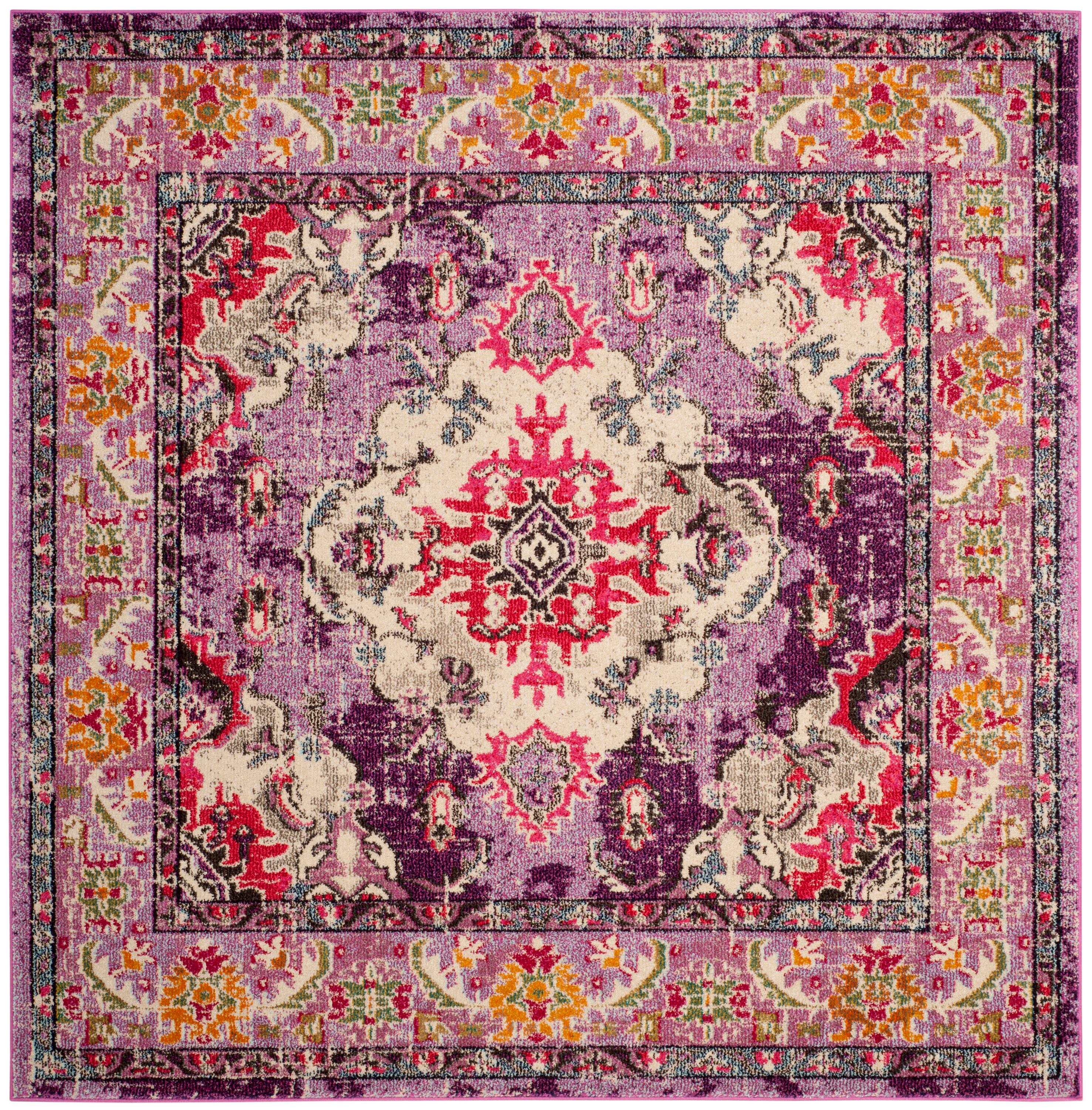 Monaco MNC243 Power Loomed Indoor Area Rug - Violet/Fuchsia - 5'x5' - Safavieh.