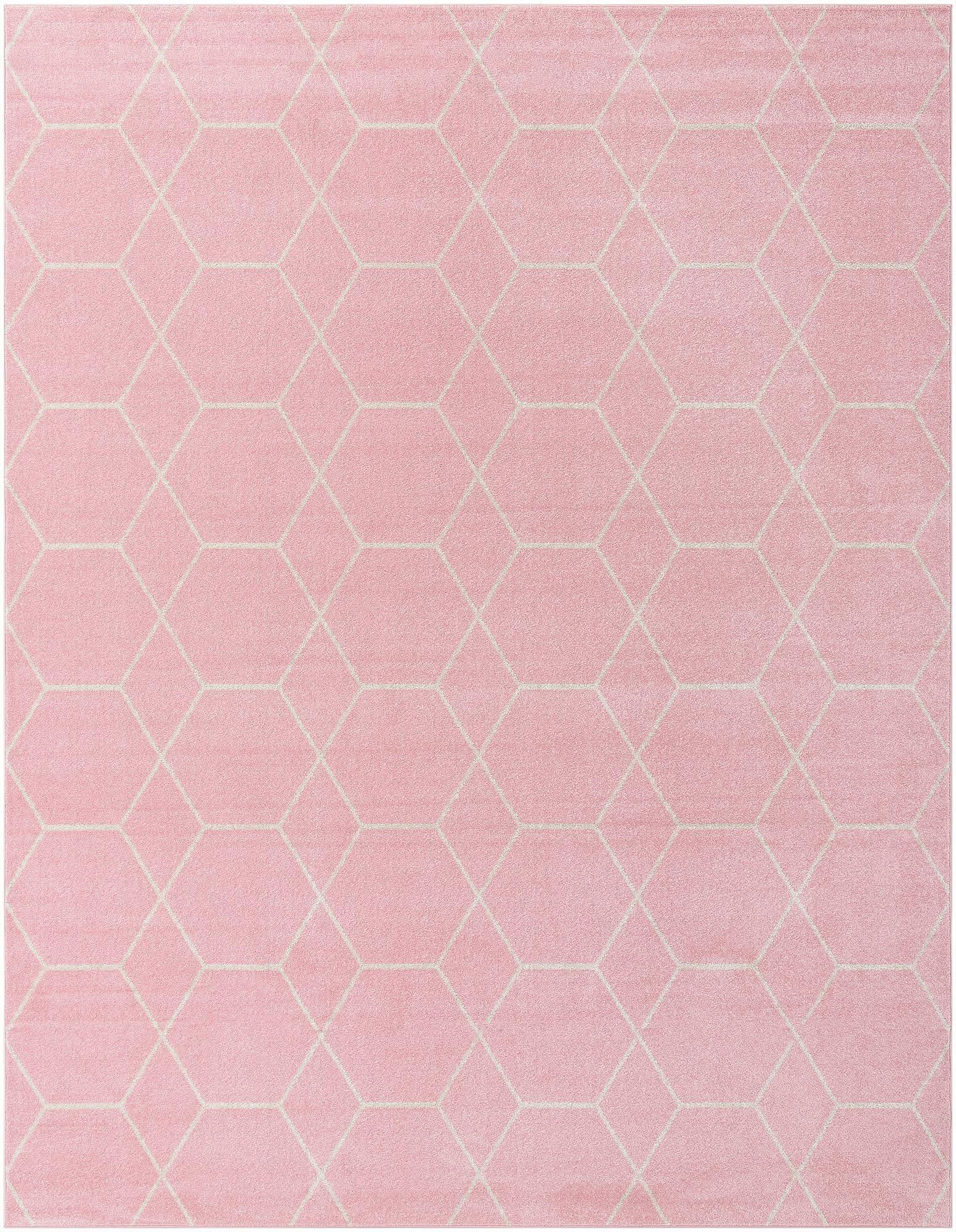 Unique Loom 8' 0 x 10' 0 Trellis Frieze Geometric Light Pink Area Rug