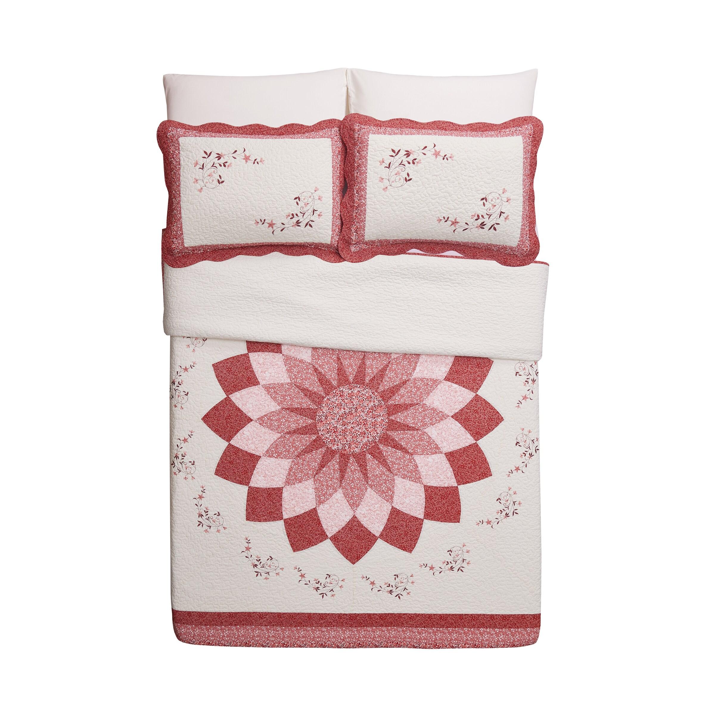 Caroline Floral Embroidered Single Bedspread/Coverlet