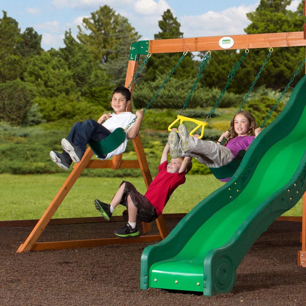 Backyard Discovery Shenandoah Cedar Wood Swing Set, Slide, Clubhouse, Playhouse, Kitchen