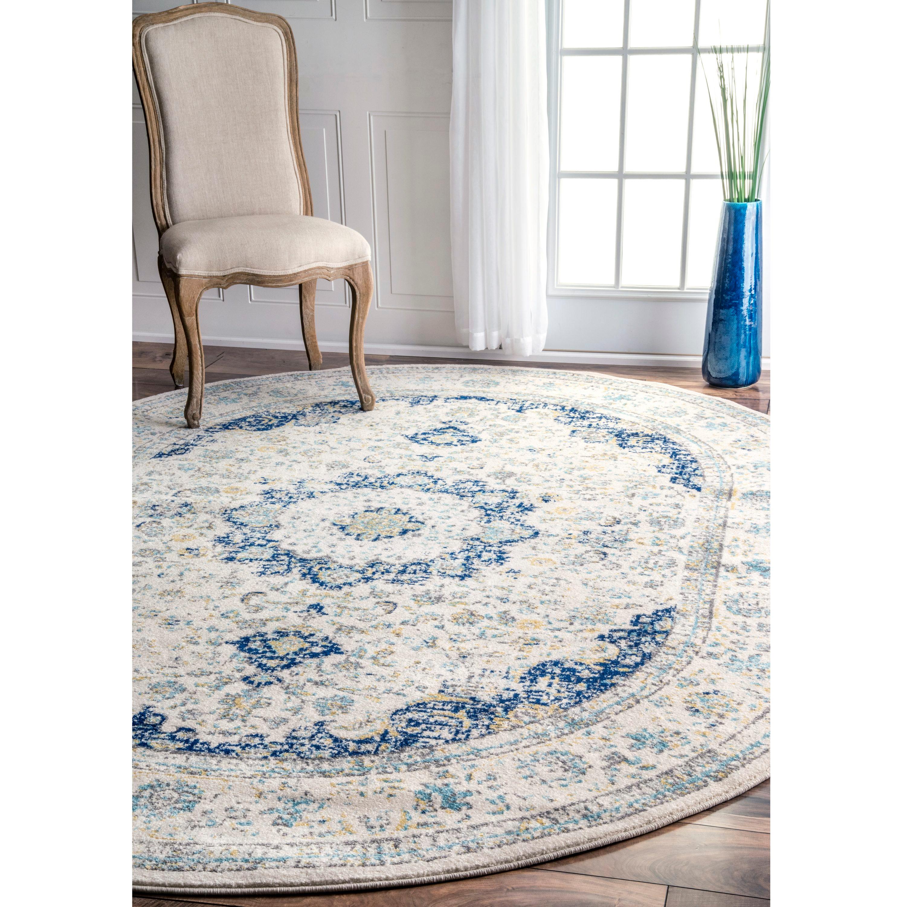 3'x5' Verona Vintage Persian Style Oval Area Rug Blue - nuLOOM: Medallion Pattern, Low Pile, Indoor Use