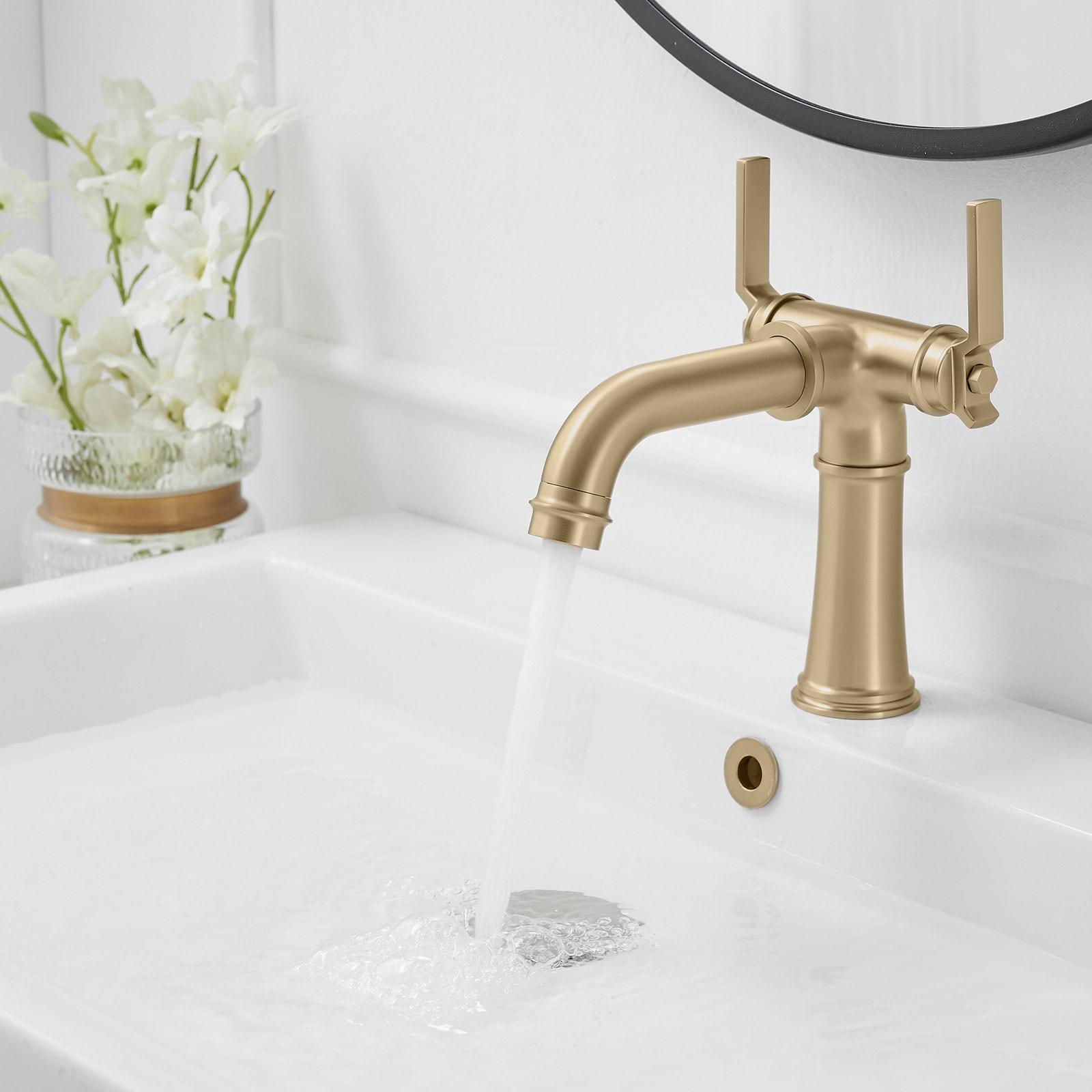 BWE Double Handle Industrial Style Bathroom Faucet Lavatory Mixer Tap Commercial Vanity