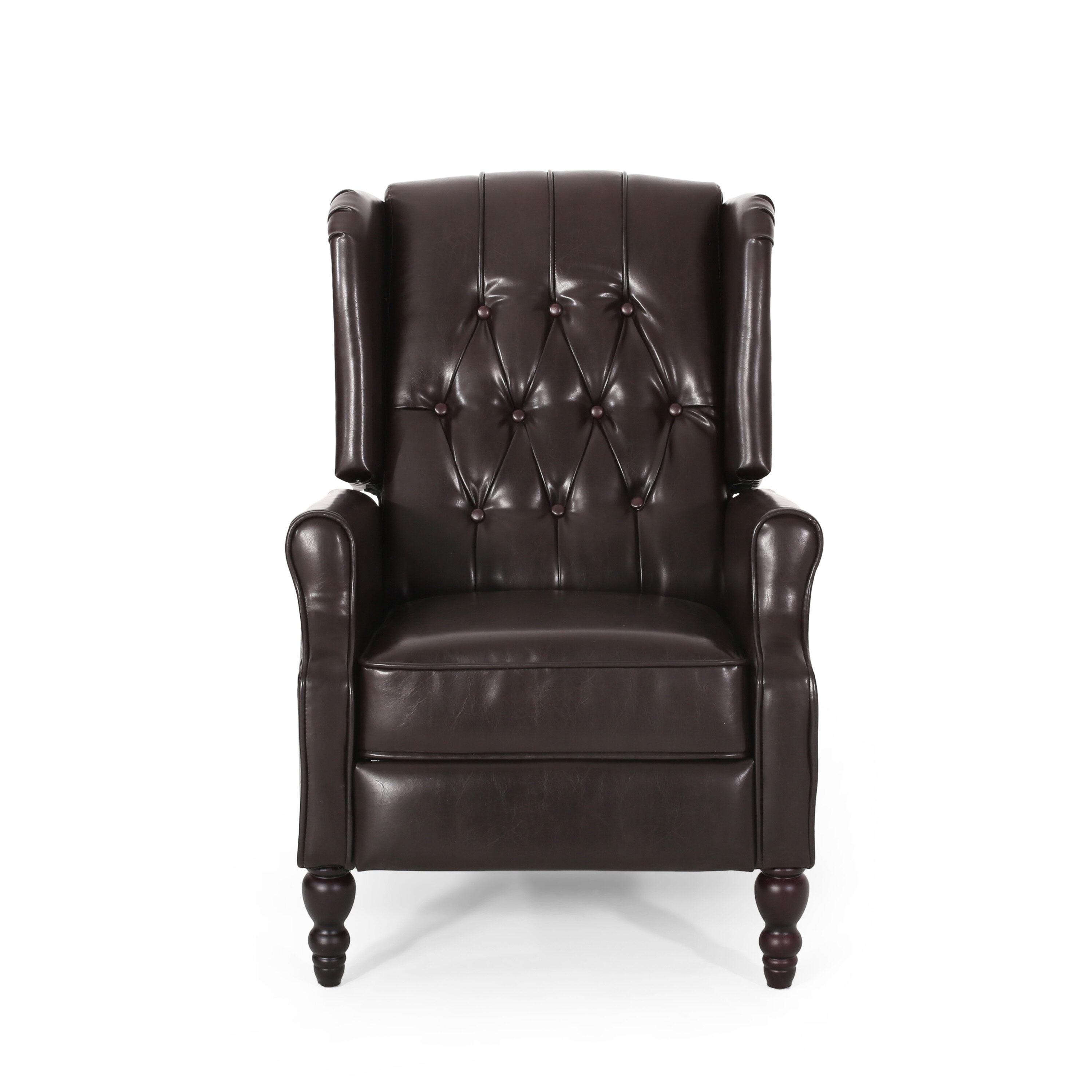 Walter Brown Bonded Leather Recliner Club Chair - Christopher Knight Home: Comfortable Seating, 250lb Capacity