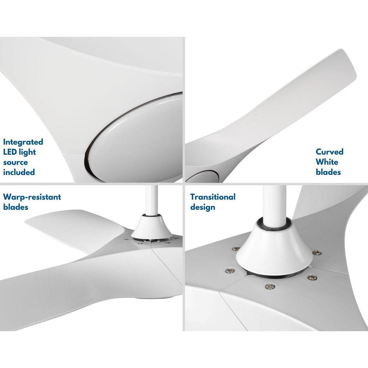 Ryne Collection 52" 3-Blade Matte White LED Transitional Indoor/Outdoor DC Ceiling Fan