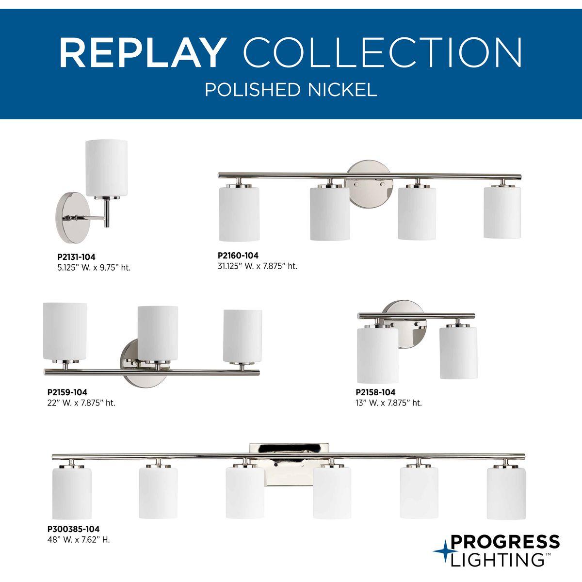 Progress Lighting Replay Collection 4-Light Bath Vanity, Brushed Nickel, Porcelain Shade