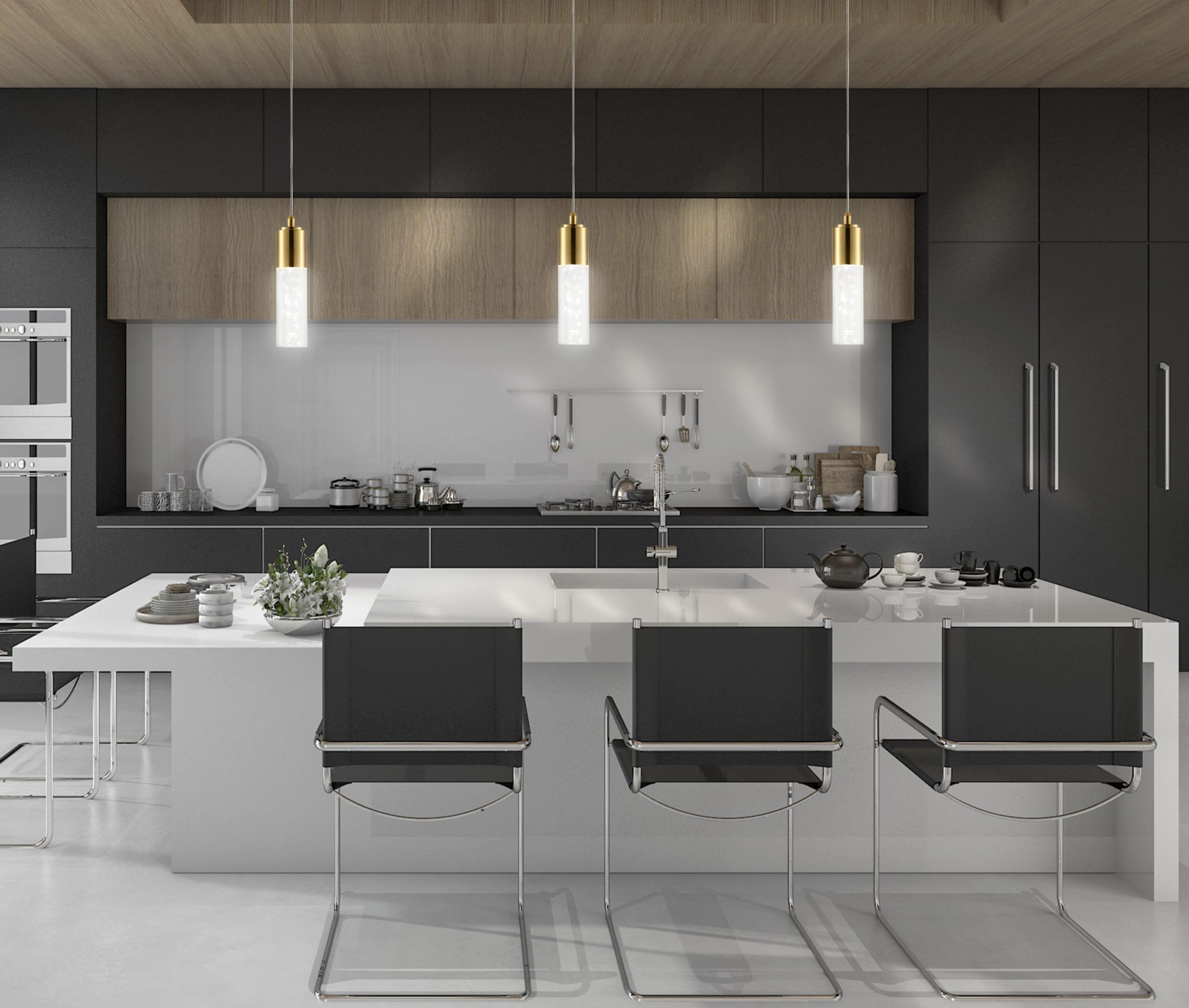 JONATHAN Y Cristal 1-Light Bubble Acrylic/Iron Modern Minimalist Integrated LED Pendant, by JONATHAN  Y - 1 Light Gold