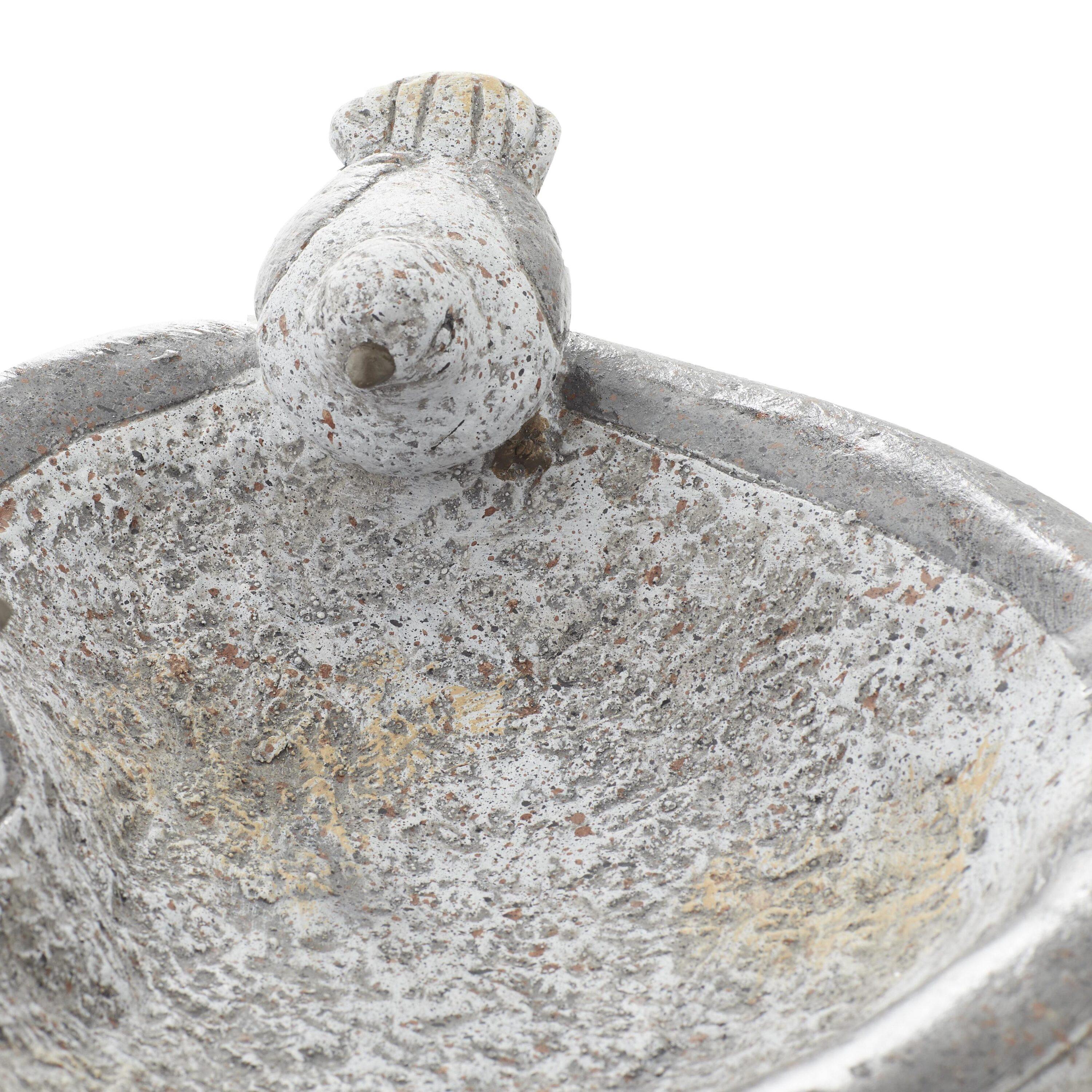 DecMode 6" Indoor Outdoor Bird Garden Sculpture with Bath Bowl