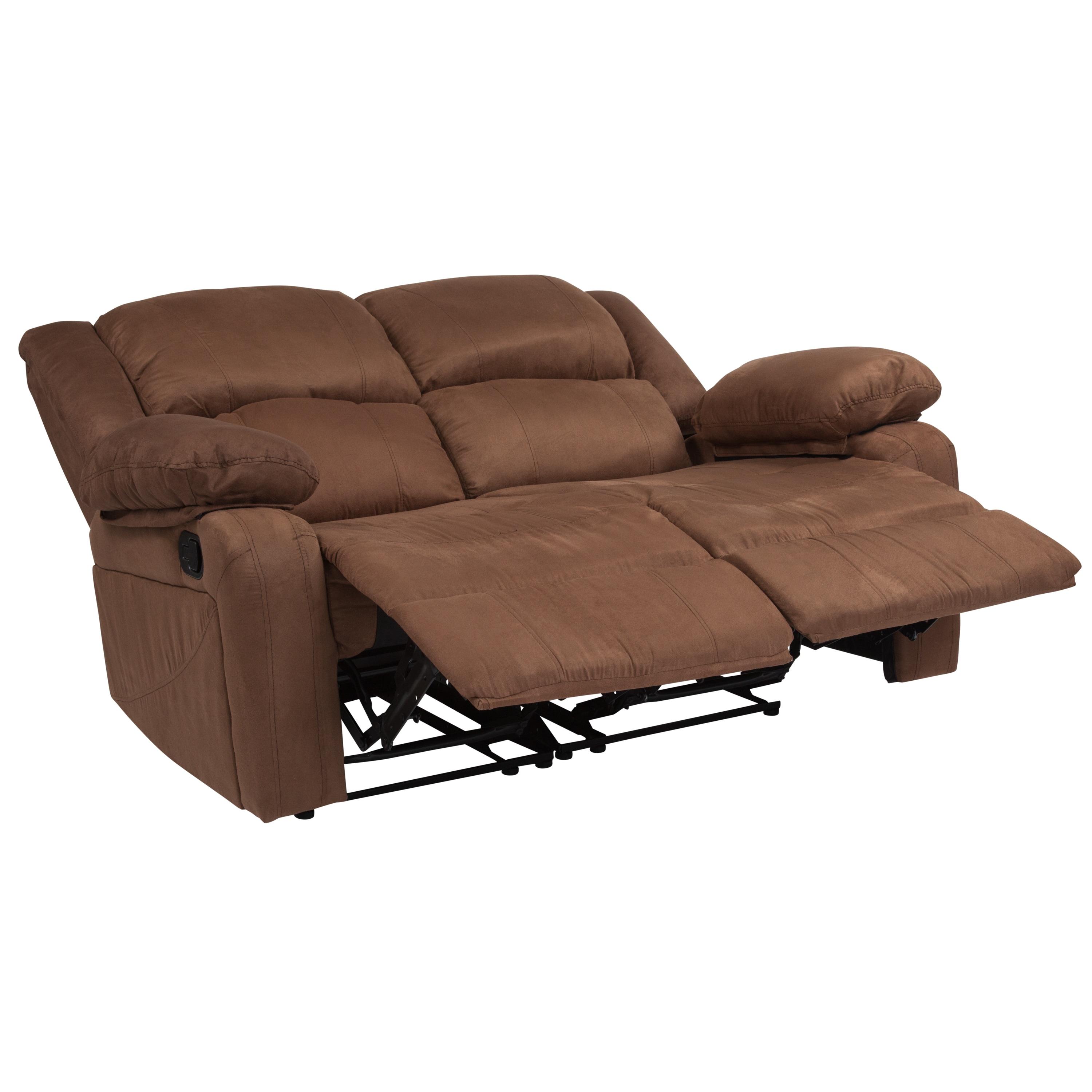 Flash Furniture Harmony Series Chocolate Brown Microfiber Loveseat with Two Built-In Recliners