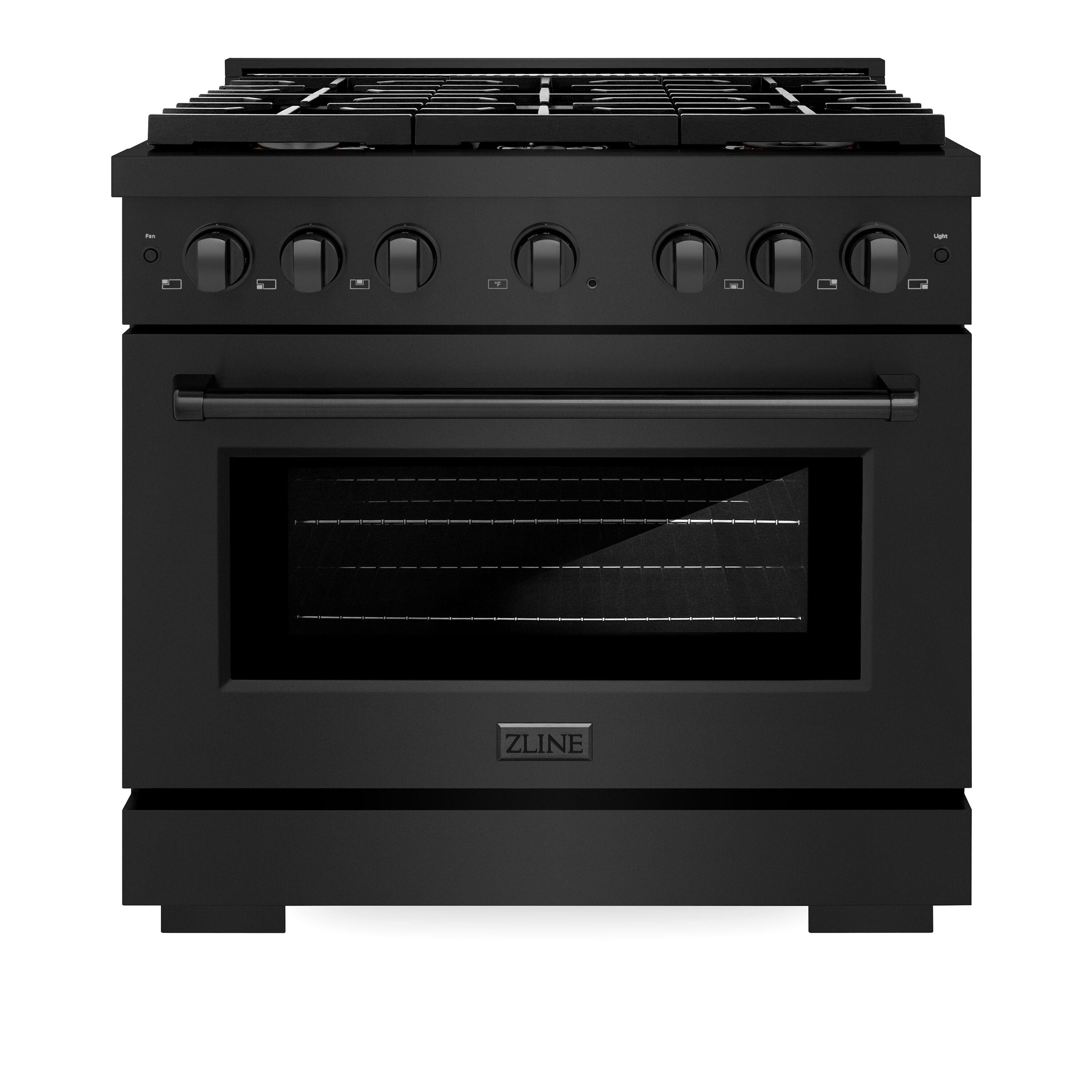 ZLINE 36" Paramount Gas Range w/ Convection Oven in Black Stainless & 6 Brass Burners