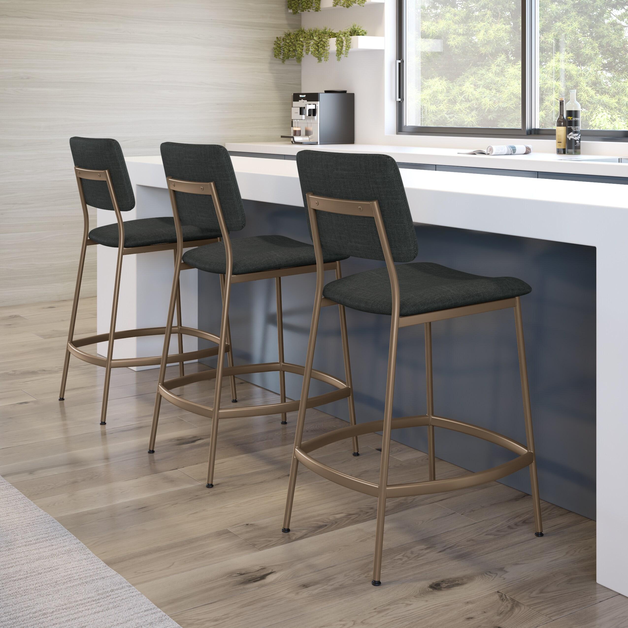 Sullivan 26" Chic Black Polyester and Bronze Metal Counter Stool