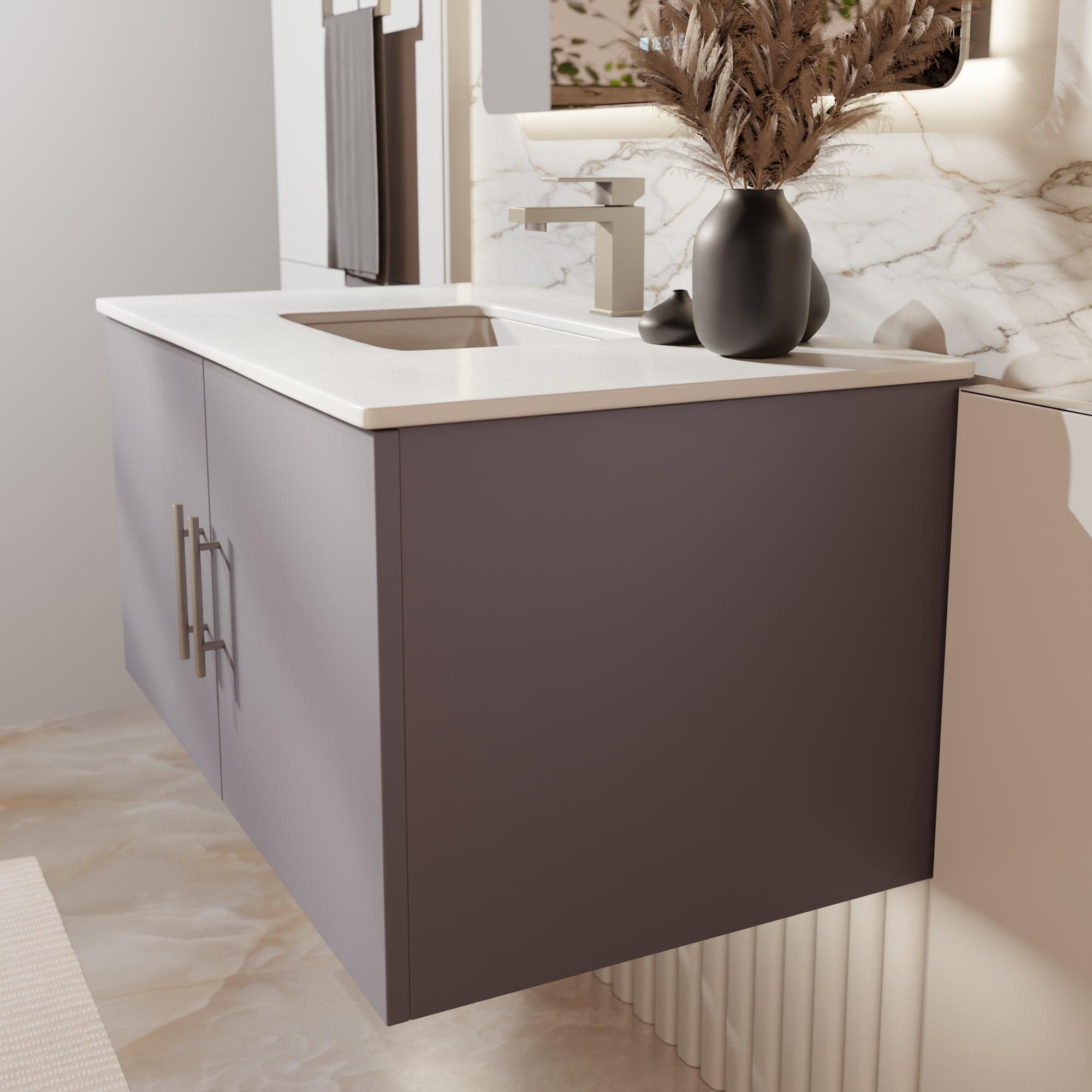 Geneva 36 in. W Dark Grey Bath Vanity and Cultured Marble Top