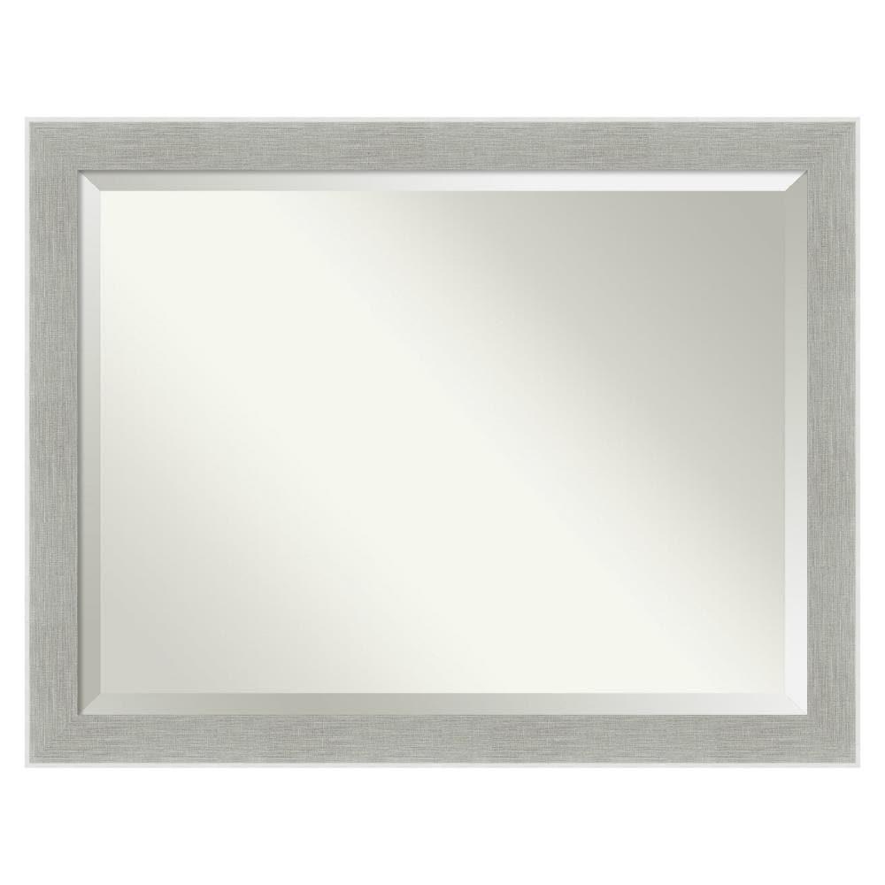 23" x 29" Glam Framed Bathroom Vanity Wall Mirror Linen Gray - Amanti Art: Modern, Beveled, Wall-Mounted
