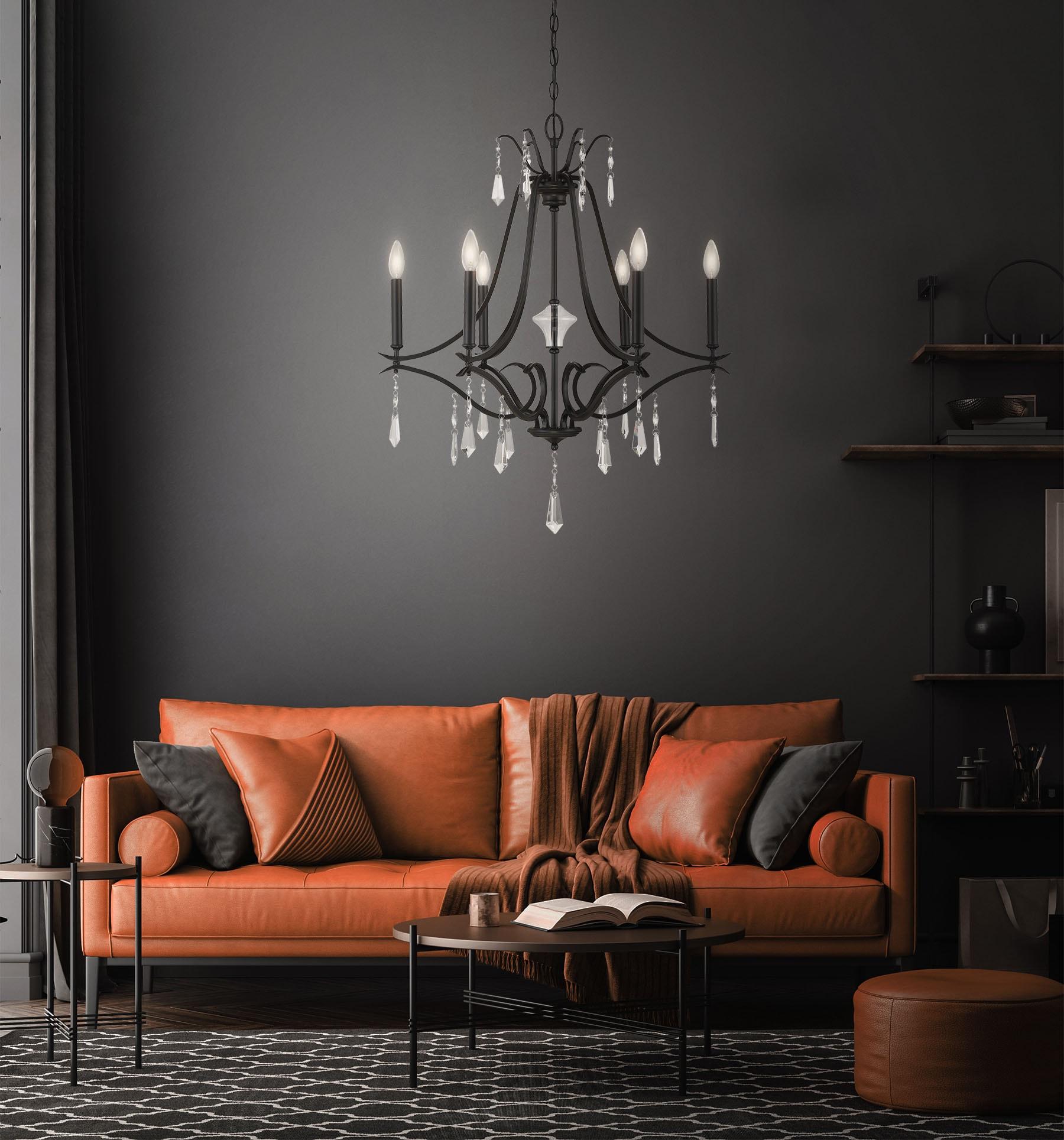 4446-66A-Minka Lavery-Laurel Estate - 6 Light Chandelier-31.75 Inches Tall and 26.75 Inches Wide-Coal Finish    -Traditional Installation