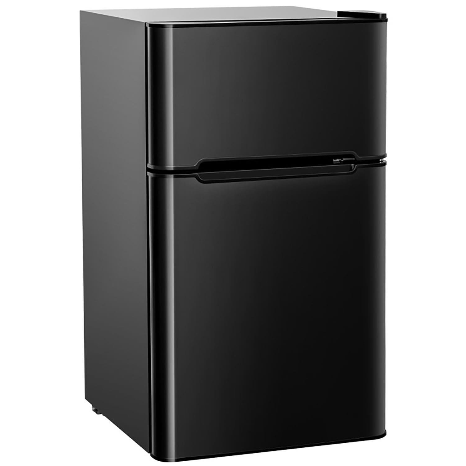 3.2 Cu Ft Compact Black Stainless Steel Refrigerator with Freezer