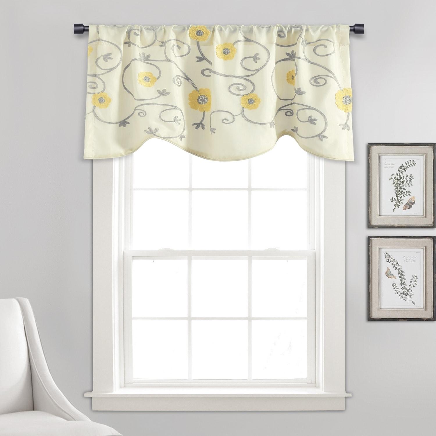 Lush Decor Floral Scalloped 42'' W Window Valance