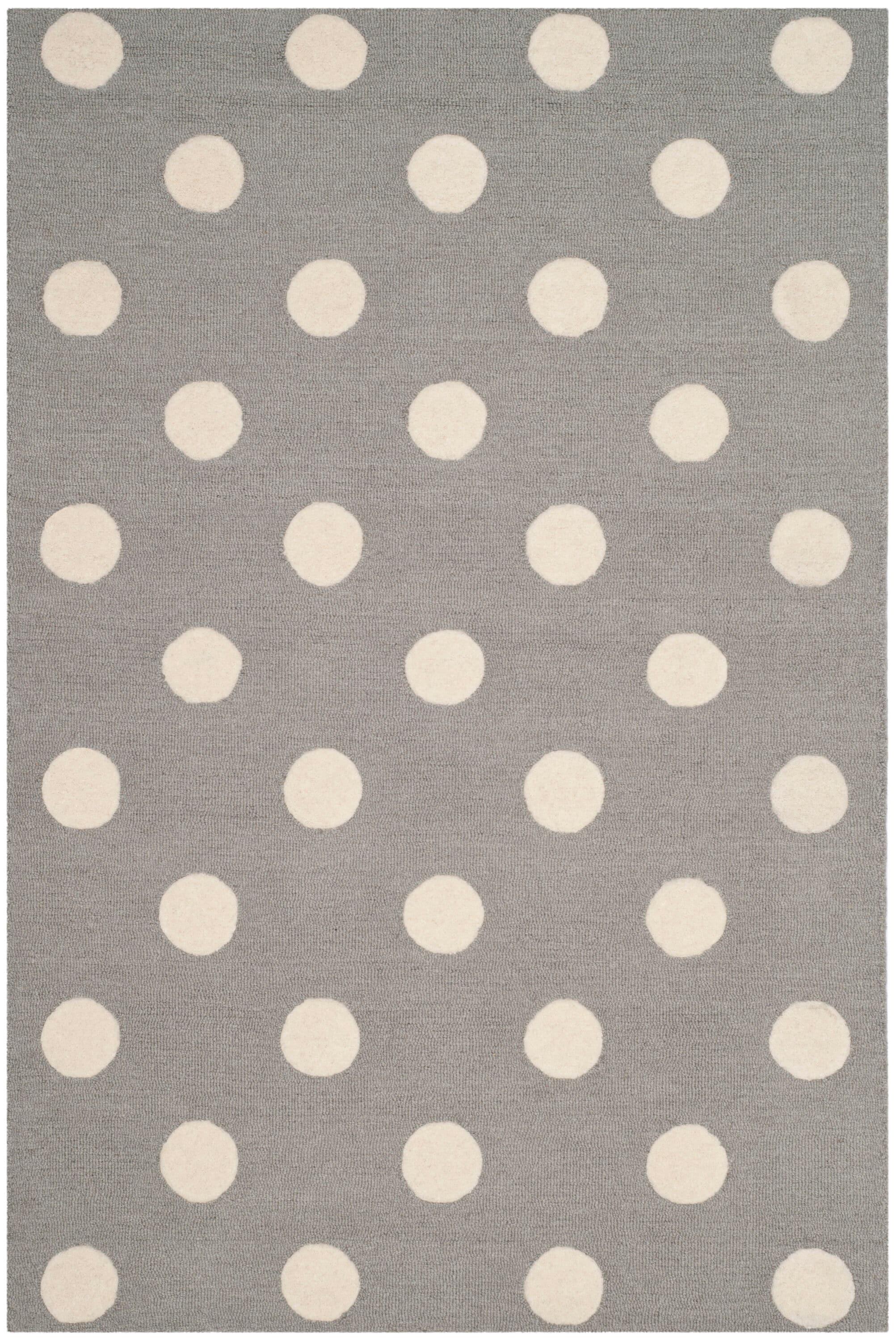 Safavieh Kids Polka Dots SFK904 Hand Tufted Indoor Accent Rug - Grey/Ivory - 4'x6' - Safavieh