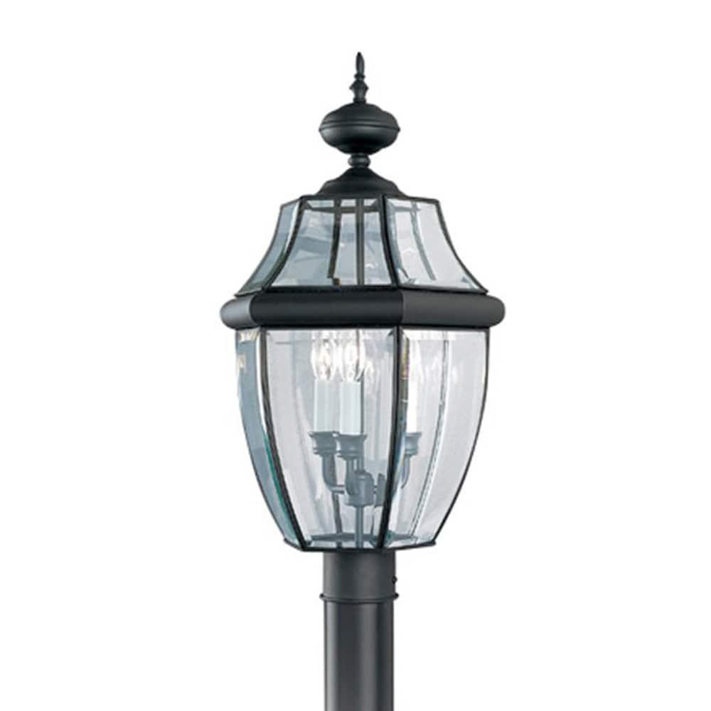 Sea Gull Lighting 8239-12 Lancaster Outdoor Post Lantern Outside Fixture, 24'' Height, Black