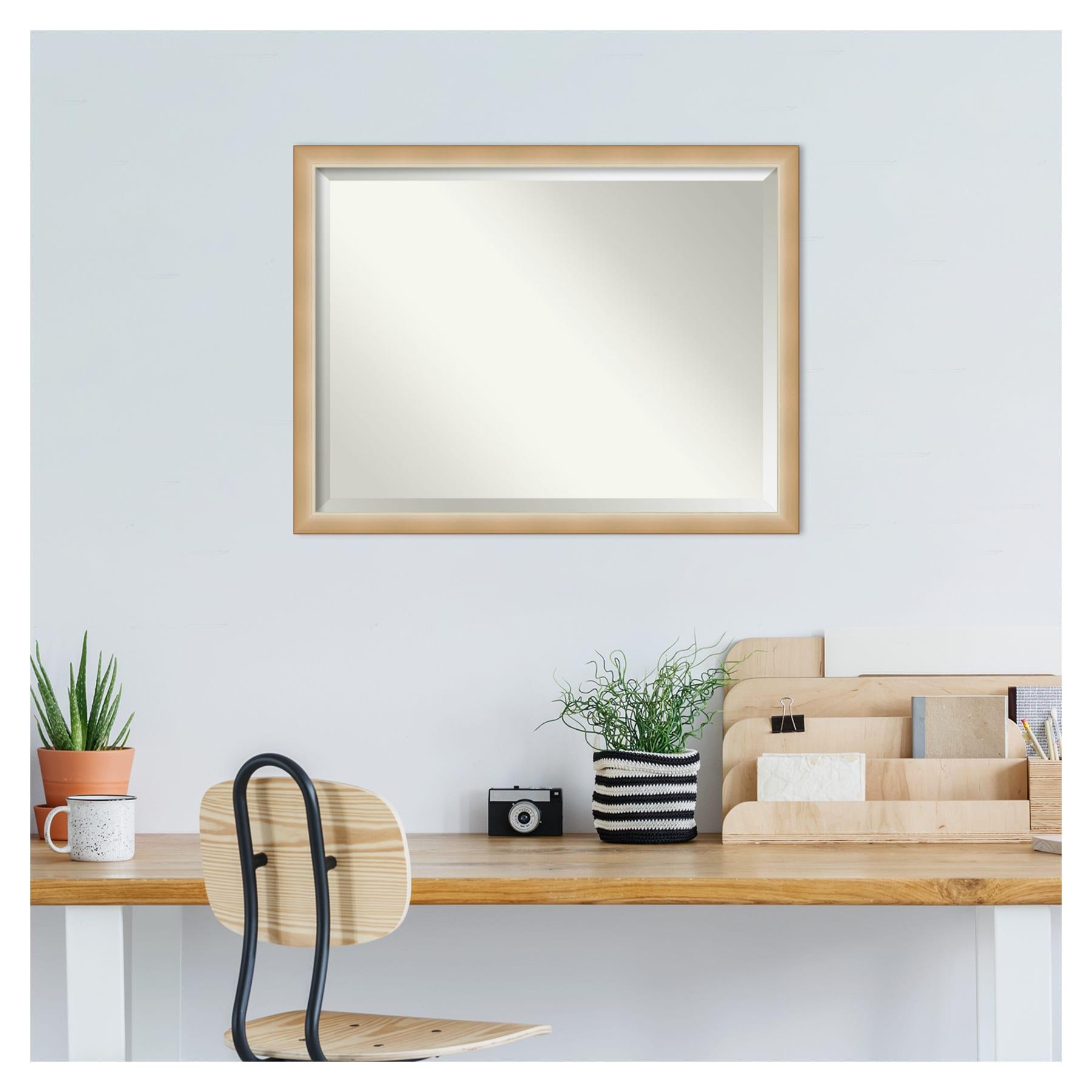 Amanti Art Wall Mounted Framed Vanity Mirror, Glass Size 40x30, Eva Ambre Gold