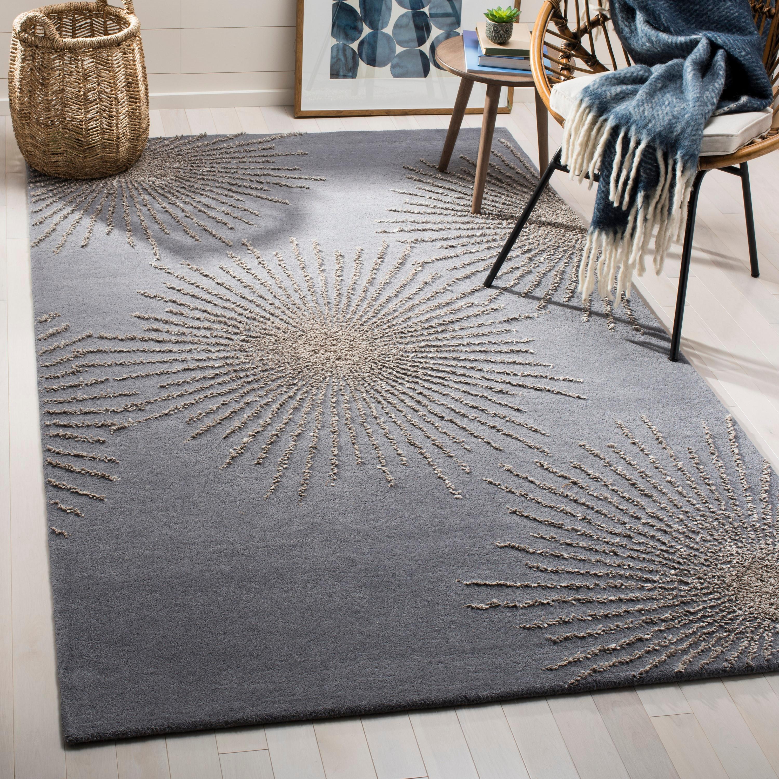 Soho SOH712 Hand Tufted Indoor Area Rug - Dark Grey/Silver - 6'x9' - Safavieh.