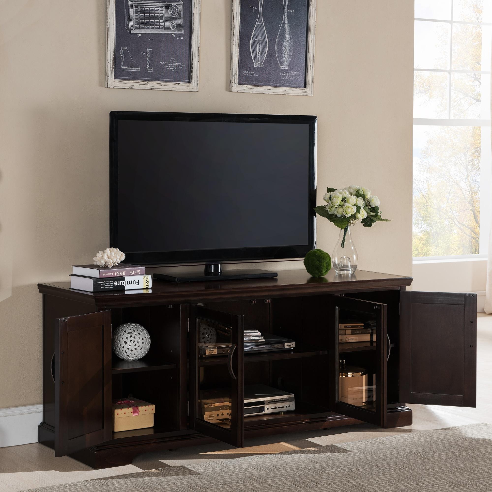 Riley Holliday 63" Brown Hardwood TV Stand with Cabinet