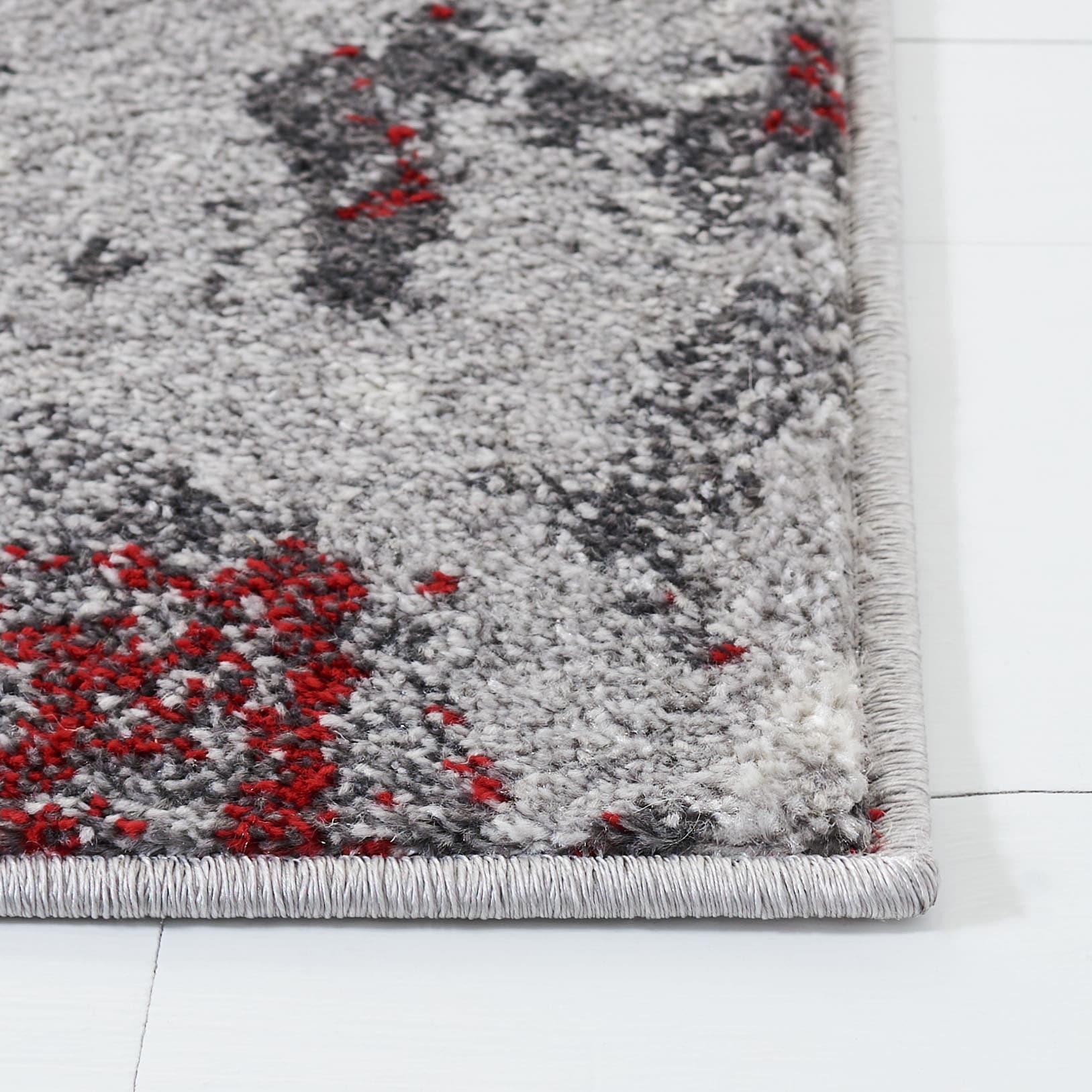 Adirondack ADR134 Machine Made Indoor Area Rug - Red/Grey - 6'x6' - Safavieh