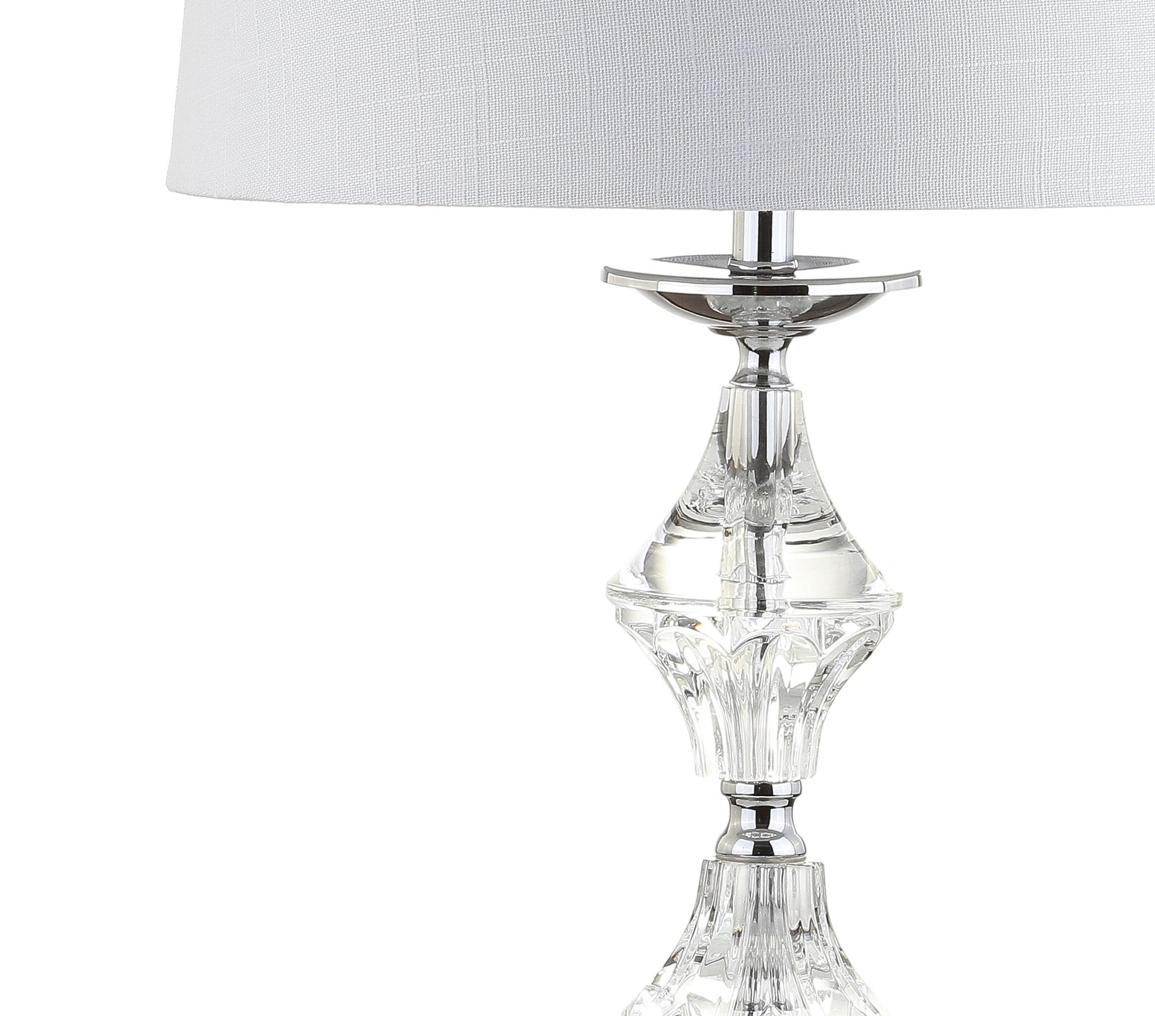 JONATHAN Y JYL2037A-SET2 Madison 27.5" Crystal LED Table Lamp, Clear/Chrome (Set of 2)