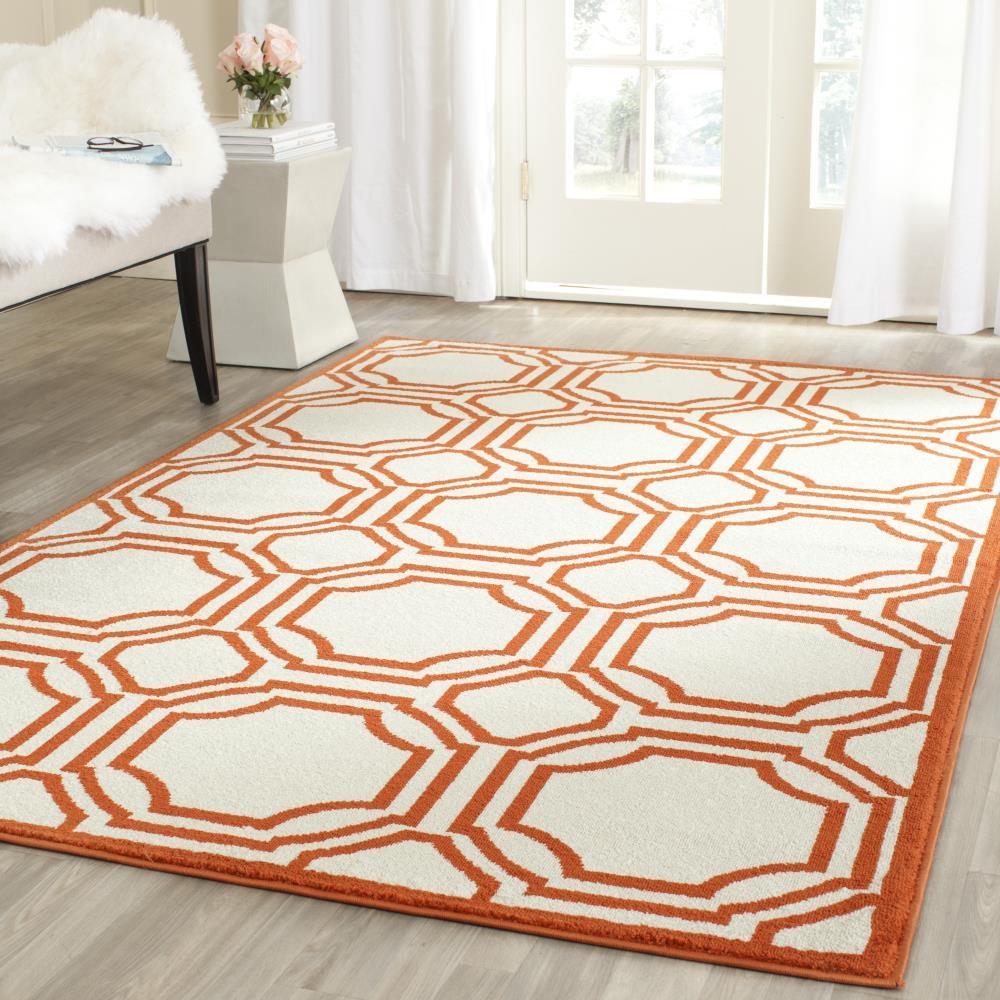 Amherst AMT411 Power Loomed Area Rug - Ivory/Orange - 5'3"x8' - Safavieh.