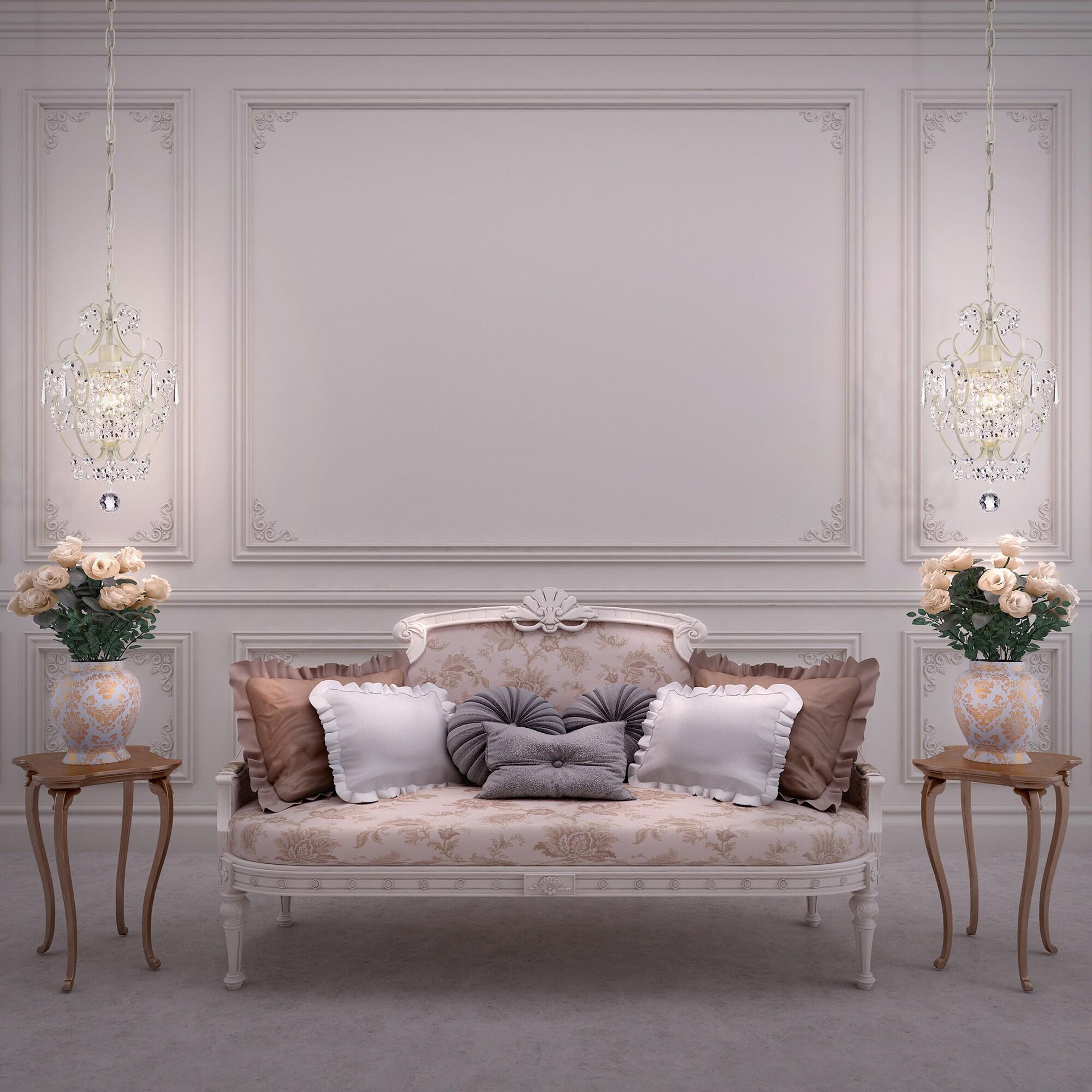 Edvivi Amorette Mini Chandelier Crystal Chandeliers, 1 Light Modern Elegant Glam Ceiling Light Fixture Ivory, Adjustable Hanging Lighting for Closet, Bedroom, Girls Room, Kitchen Island