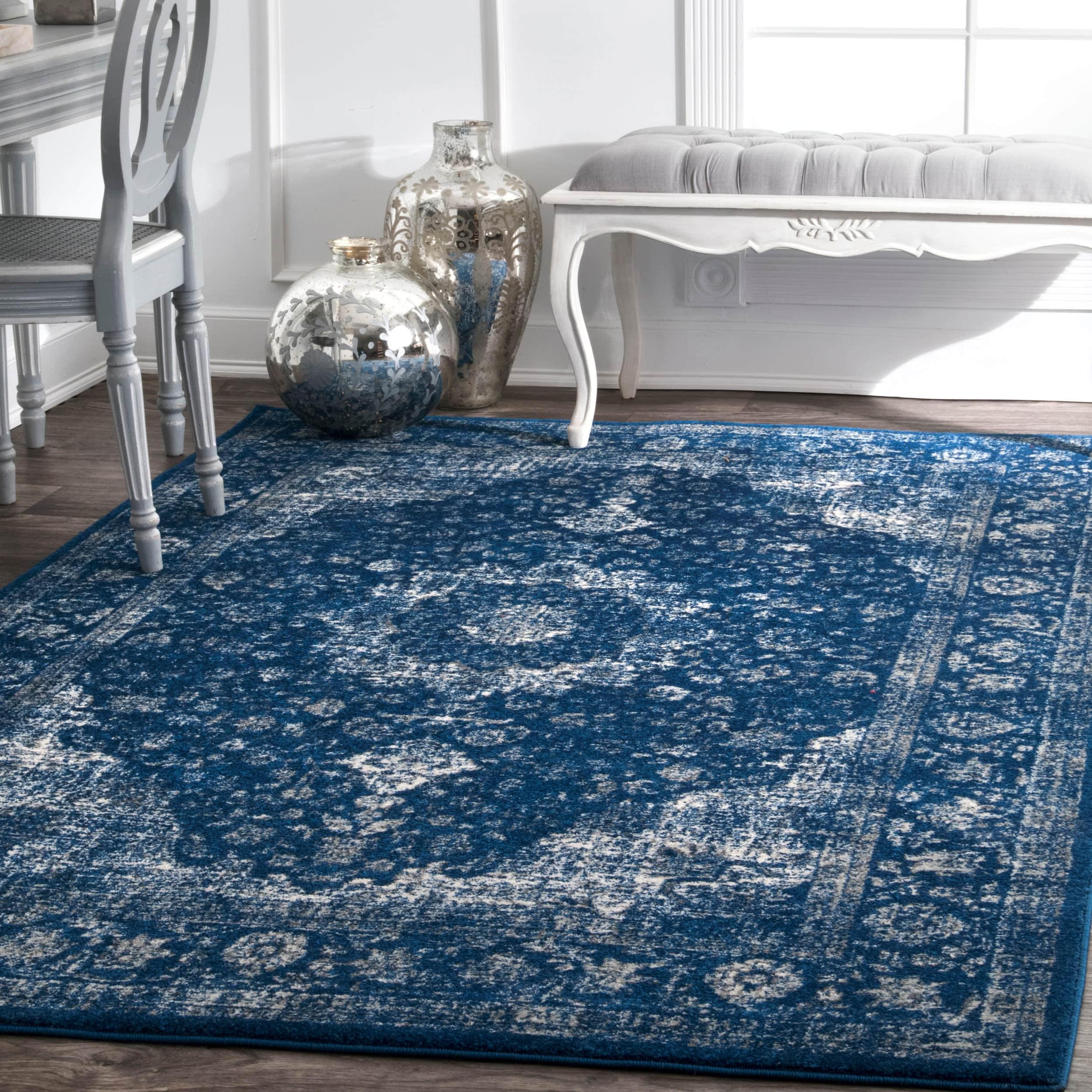 2'7"x8' Verona Vintage Persian Style Runner Rug Blue - nuLOOM: Traditional Indoor Low Pile Stain-Resistant Rug