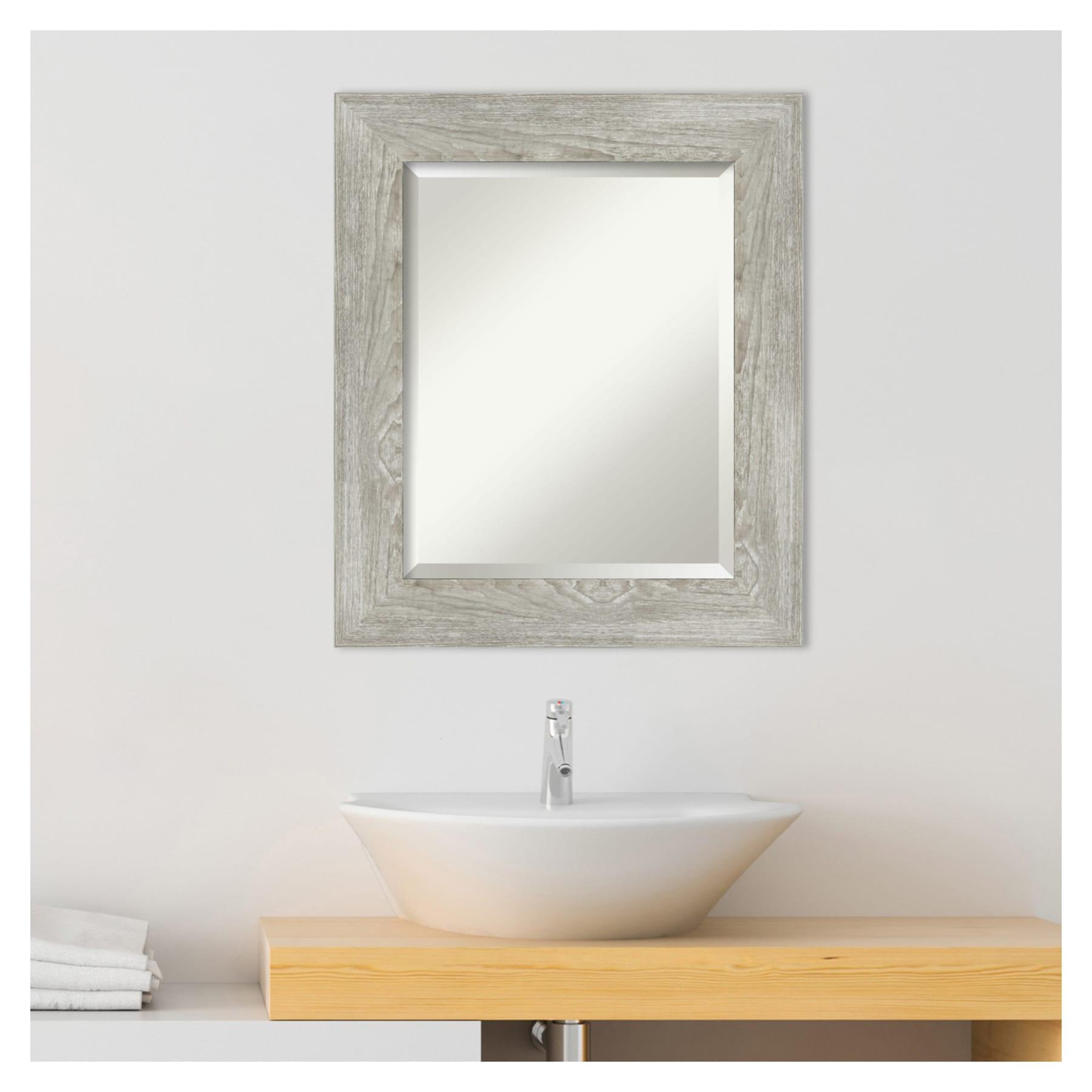 22" x 26" Dove Graywash Framed Bathroom Vanity Wall Mirror - Amanti Art: Modern, Beveled, Wood Frame