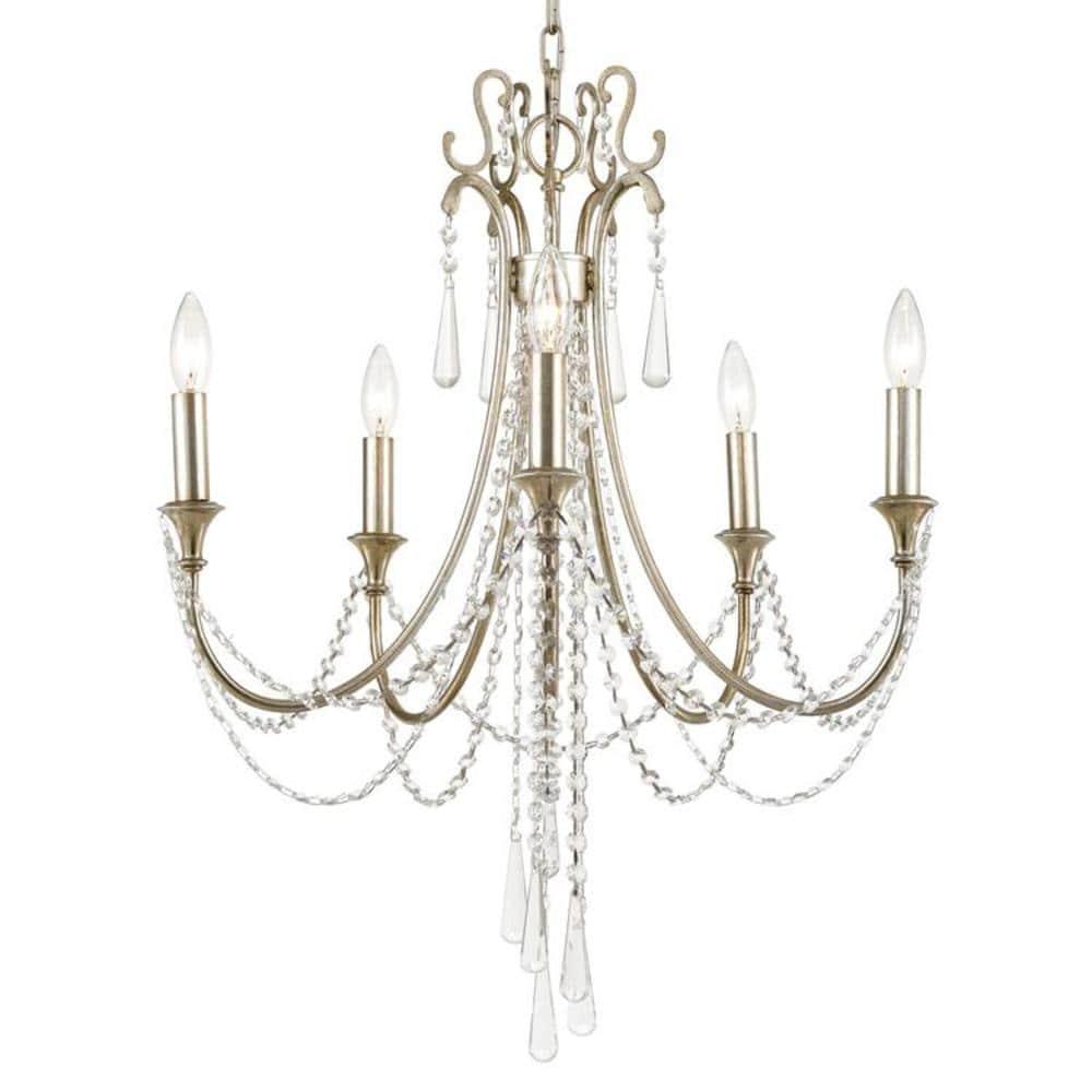 Crystorama Lighting Group Arc-1905-Cl-Mwp Arcadia 5 Light 24" Wide Crystal Candle Style