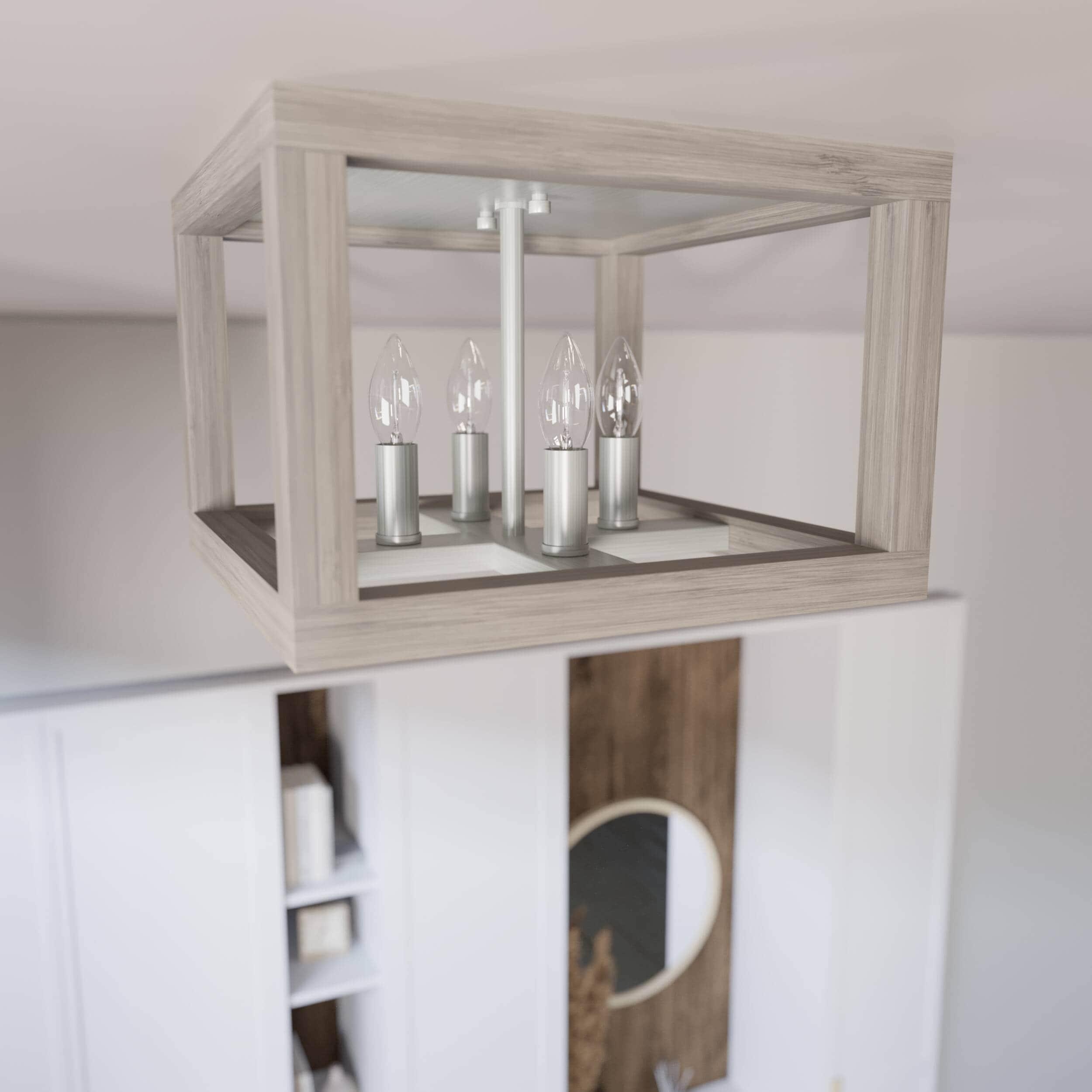 Squire Manor 4 - Light 12'' Lantern Square / Rectangle Flush Mount