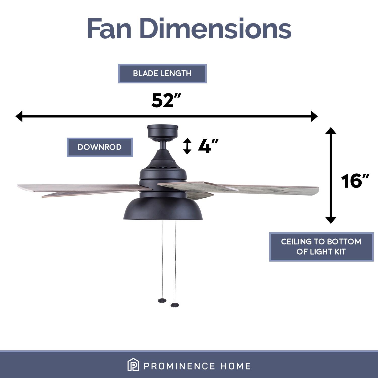 Prominence Home 51659-45 Brightondale 52 in. Industrial Style Indoor Outdoor LED Ceiling Fan with Light - Matte Black